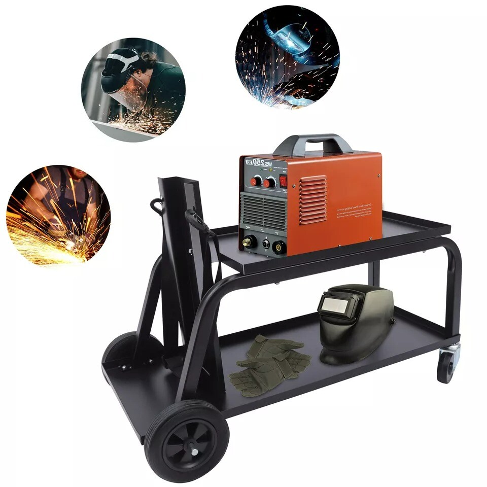 Universal Welding Cart Trolley w/2 Shelve Storage Tray for MIG TIG Plasma Welder