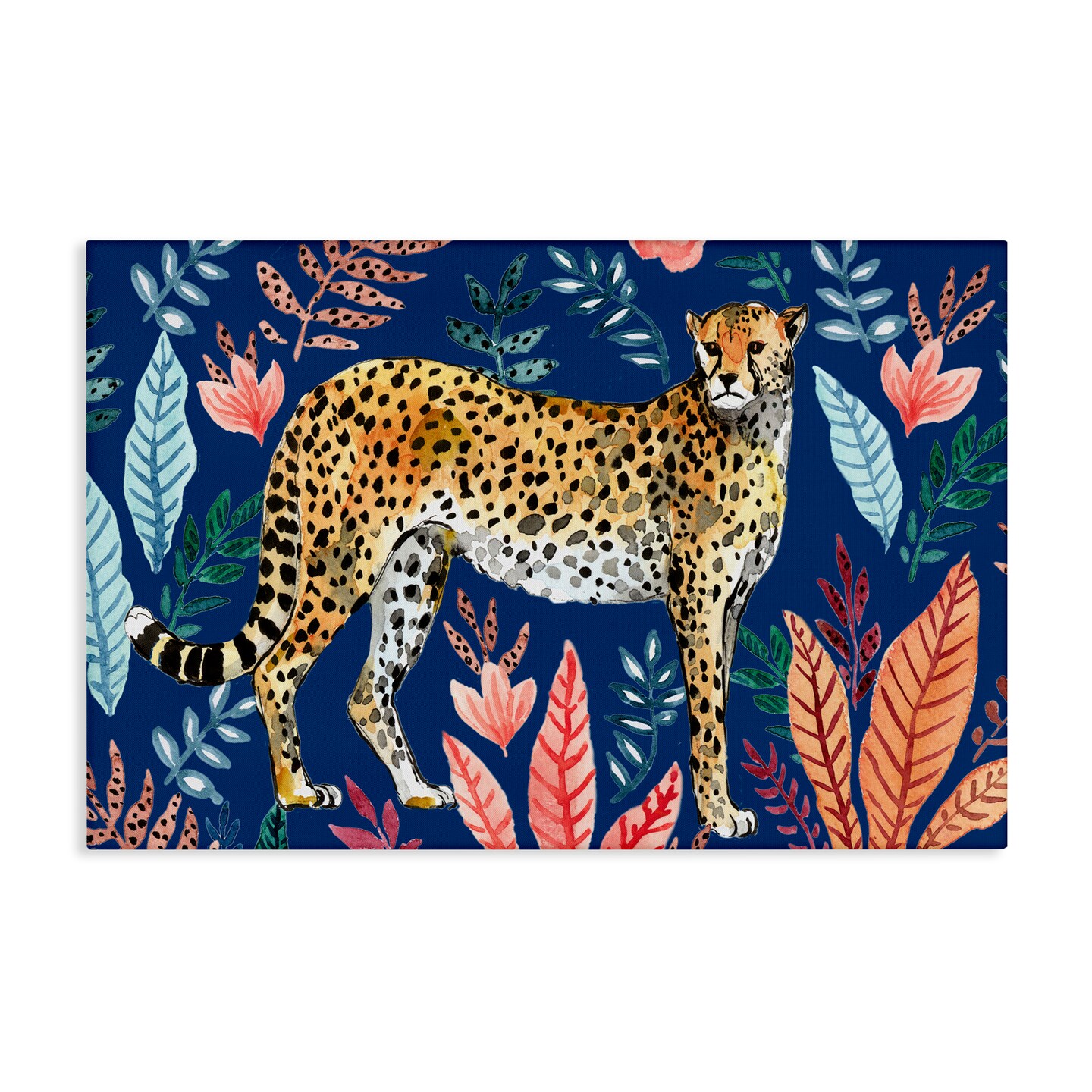 Stupell Industries Jungle Plants & Cheetah Canvas Wall Art Design by Elena Vladykina