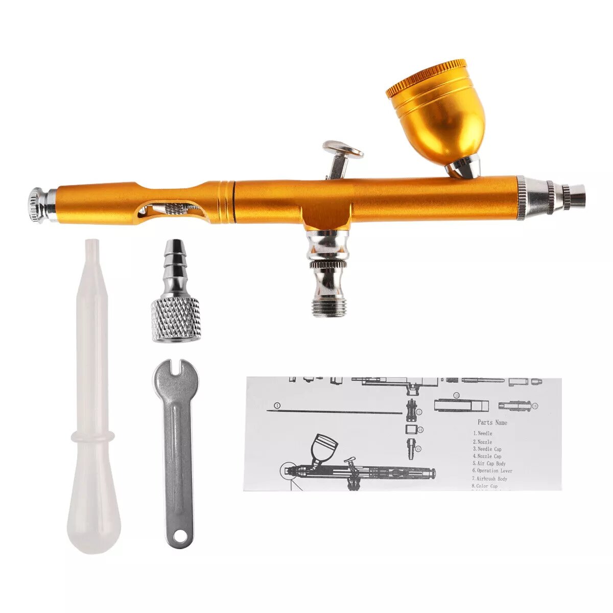 Kitcheniva Dual Action Gravity Feed Airbrush Gun 0.3mm Spray Art Paint Kit Tattoo Nail Tool