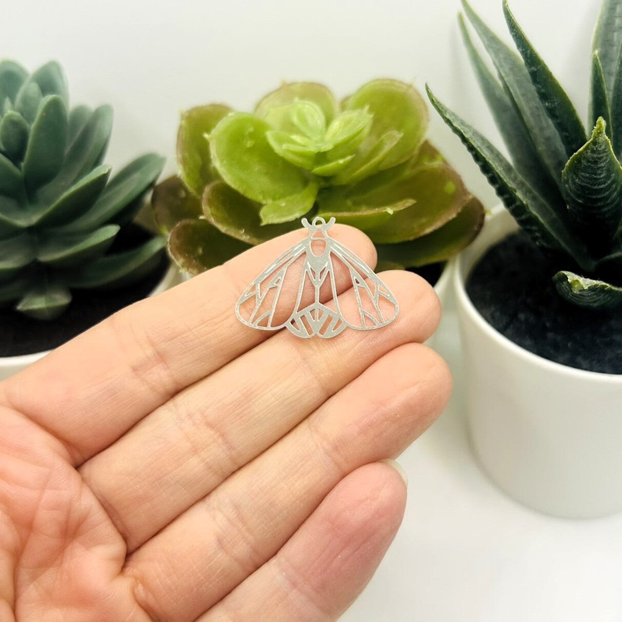 1, 4 or 20 Pieces: Stainless Steel Moth Charms