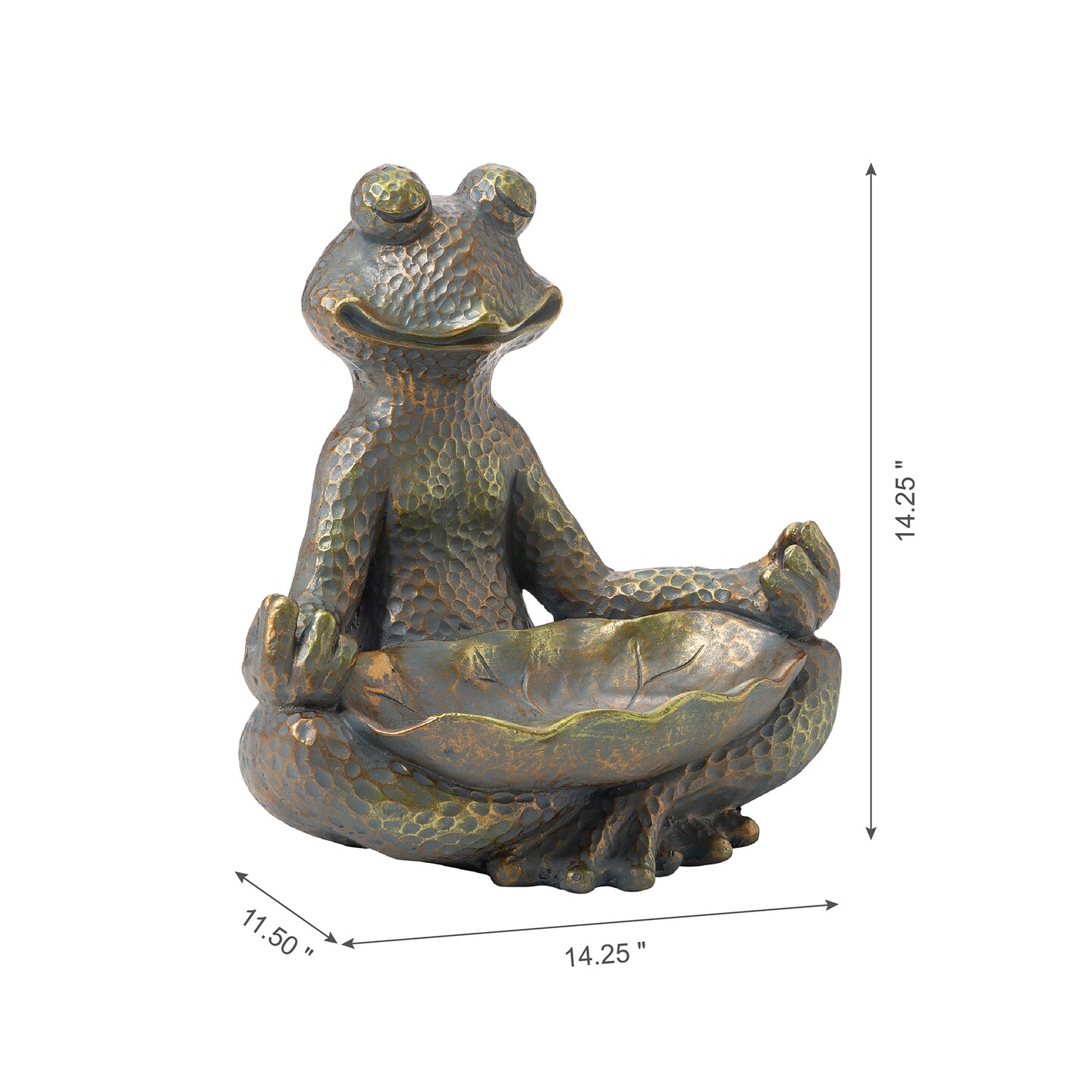 14.25&#x22;H Bronze MGO Yoga Frog Statue