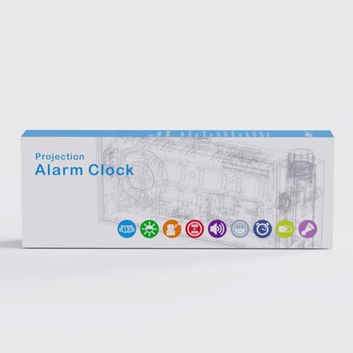 Large LED Display, 180&#xB0; Rotatable Projector, 5-Level Dimmer,USB Charger,Battery Backup,Loud Dual Alarms for Kids Elderly,Heavy Sleepers,Snooze,12/24H,DST