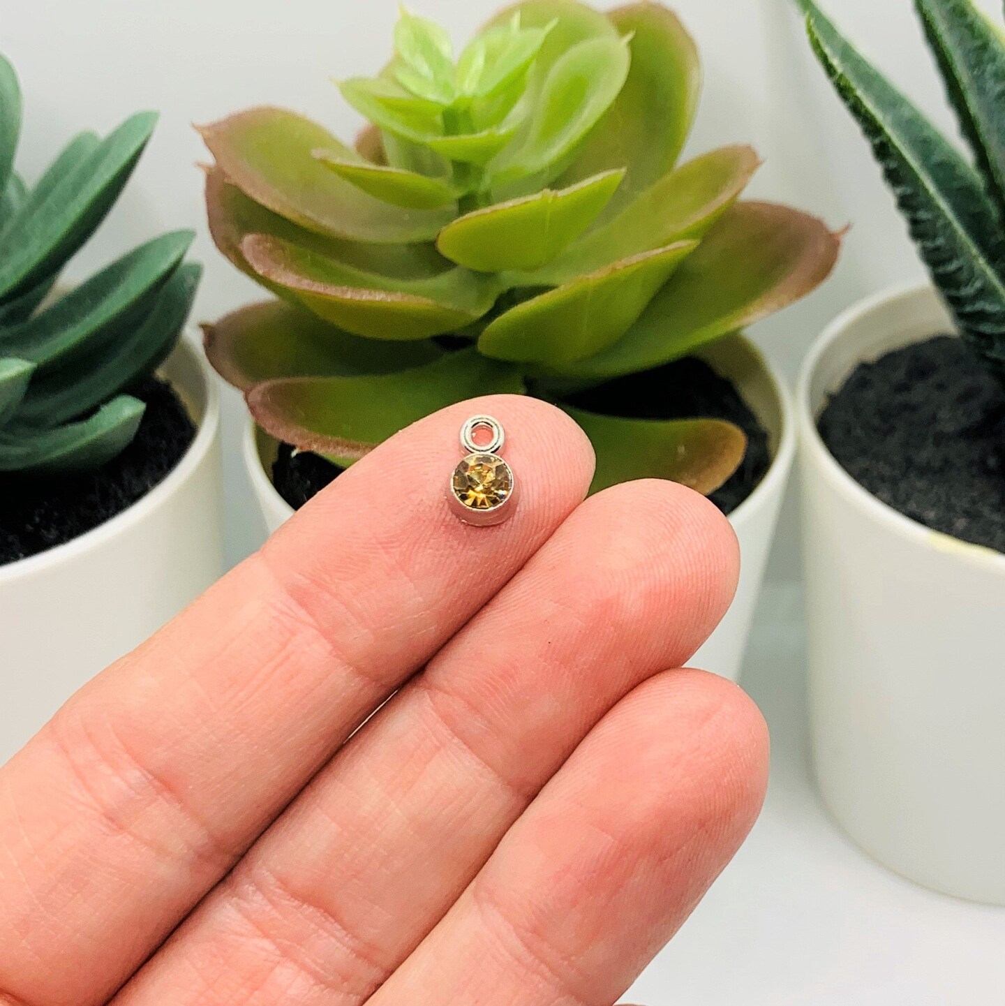 4, 20 or 50 Pieces: Small Yellow November Birthstone Rhinestone Charms