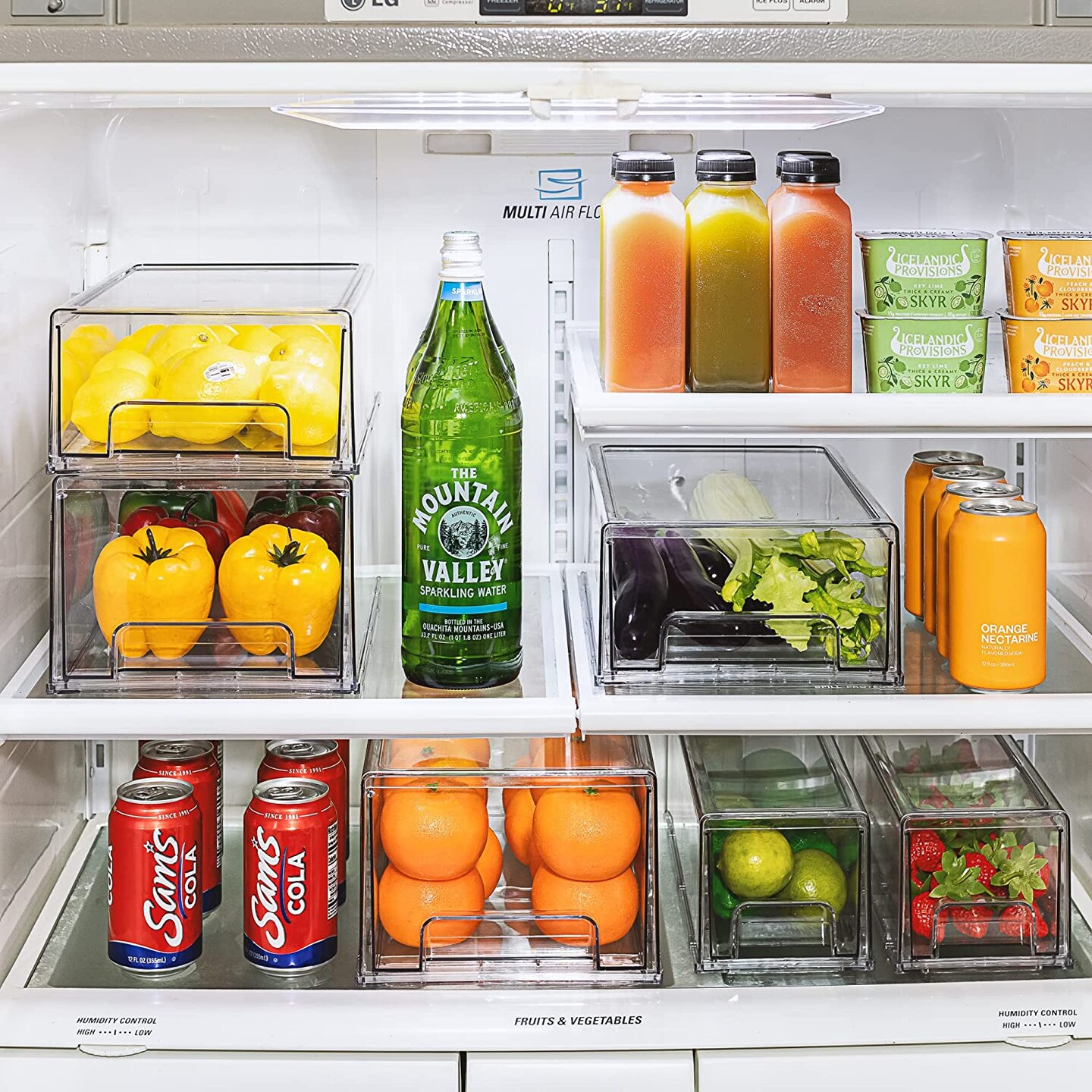 Sorbus Fridge Drawers - Clear Stackable Pull Out Organizer Bins - Food Storage Containers for Kitchen, Refrigerator, Freezer, Vanity Organization and Storage (4 Pack | Large)