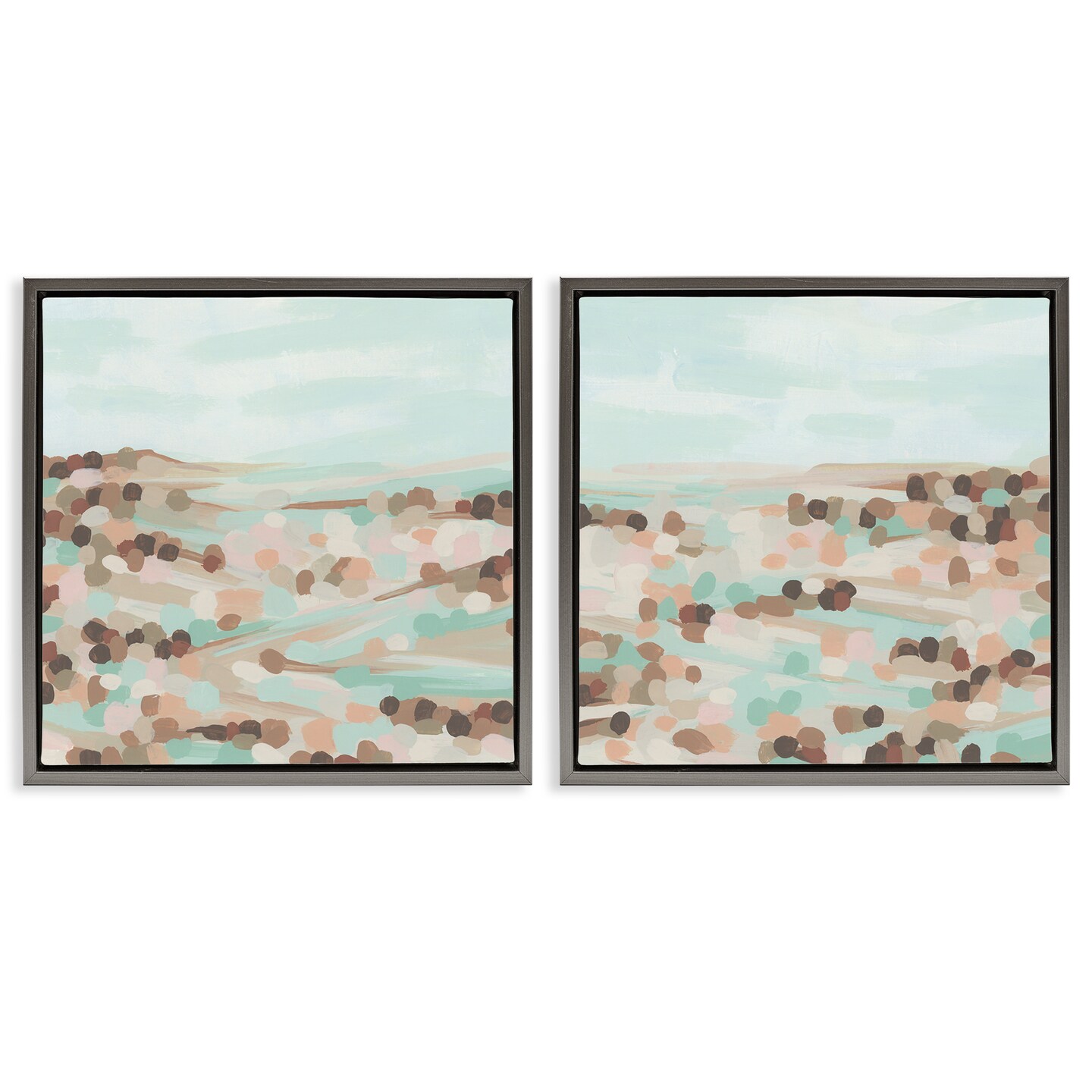 Stupell Industries Mint Pastel Abstract Vista 2 pc Framed Floater Canvas Wall Art Set Design by June Erica Vess