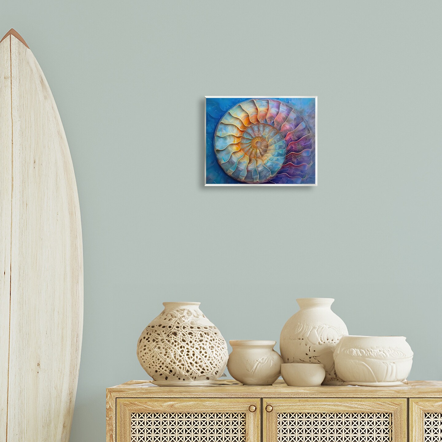 Stupell Industries Maritime Nautilus Spiral Wall Plaque Art Design by Lena Owens