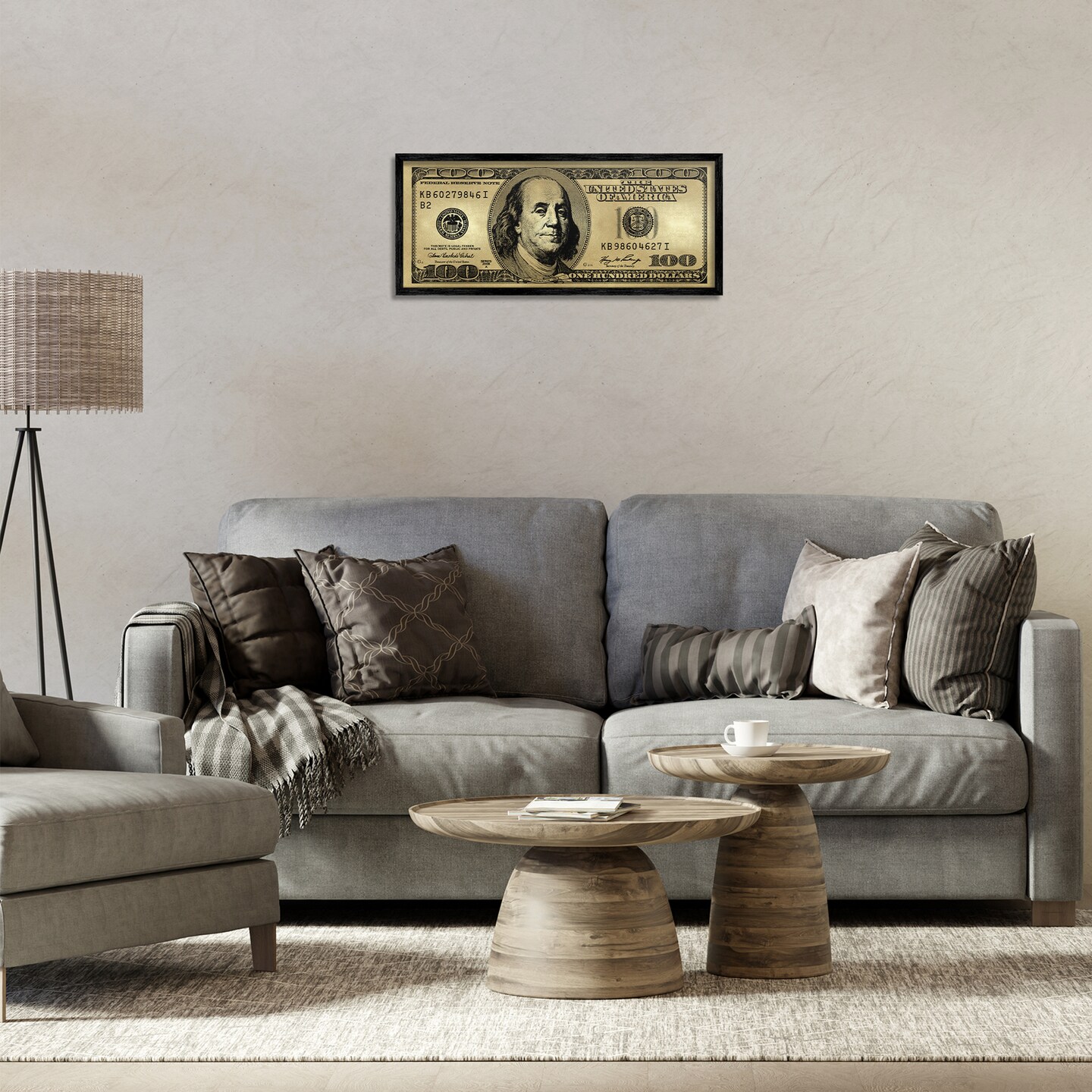 Stupell Industries Hundred Dollar Bill Framed Giclee Wall Art Design by Madeline Blake