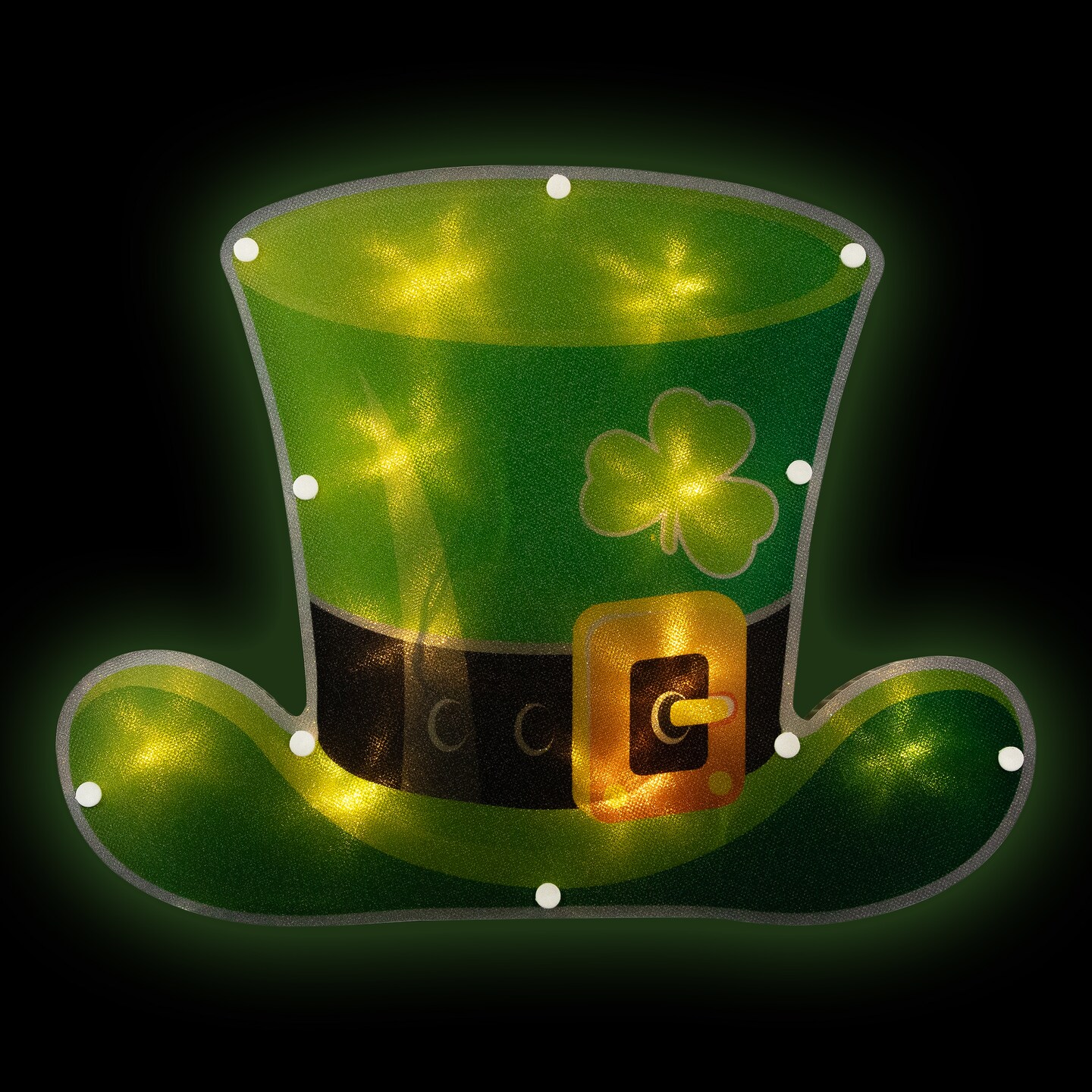 Northlight 12.5&#x22; LED Lighted Irish St. Patrick&#x27;s Day Leprechaun Hat Window Silhouette with Timer
