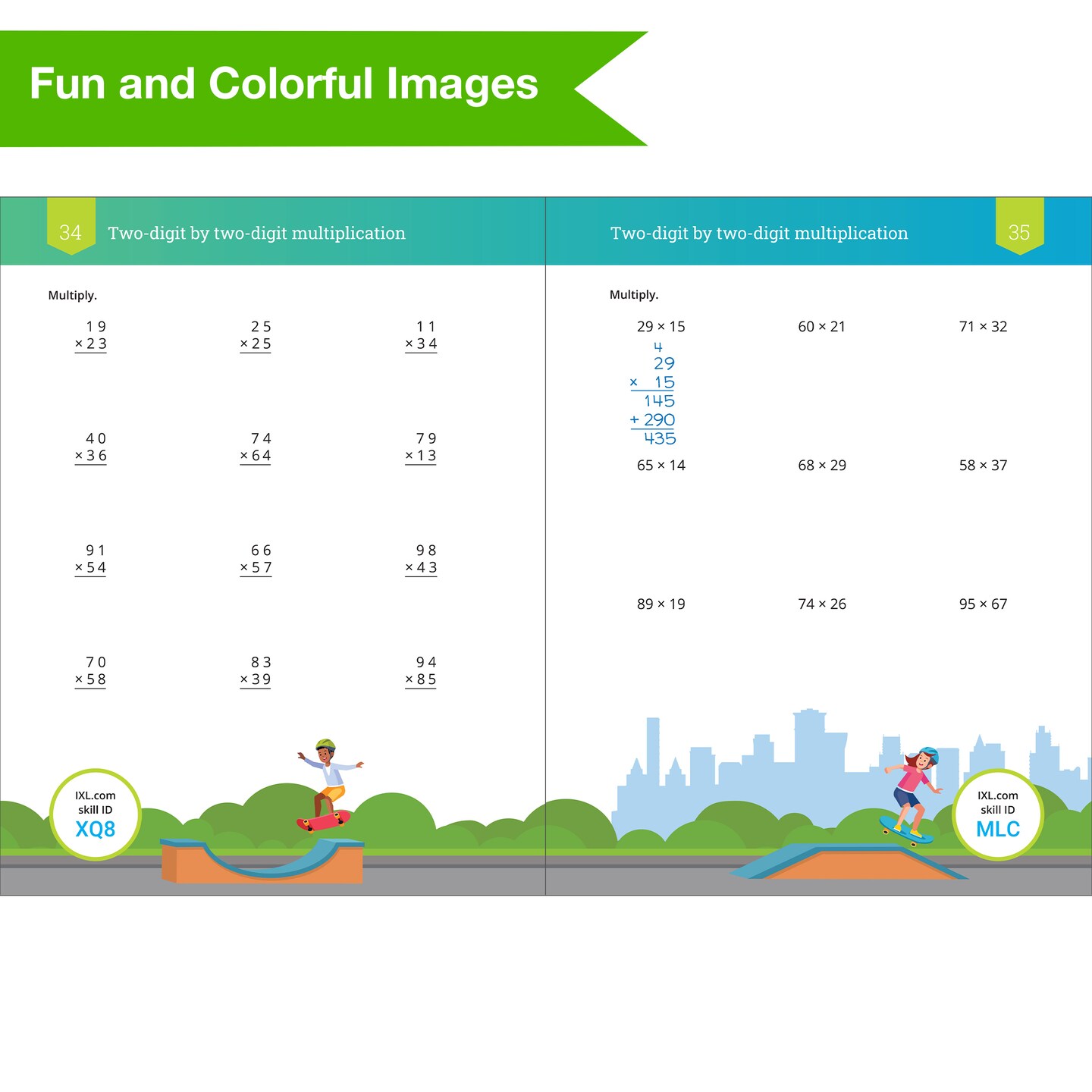 IXL Multiplication 4th Grade Math Workbooks, Mathematics Book for Kids Ages 9-10 Covering Times Table Facts and Properties, Multiplying With Multi Digit Numbers, and More