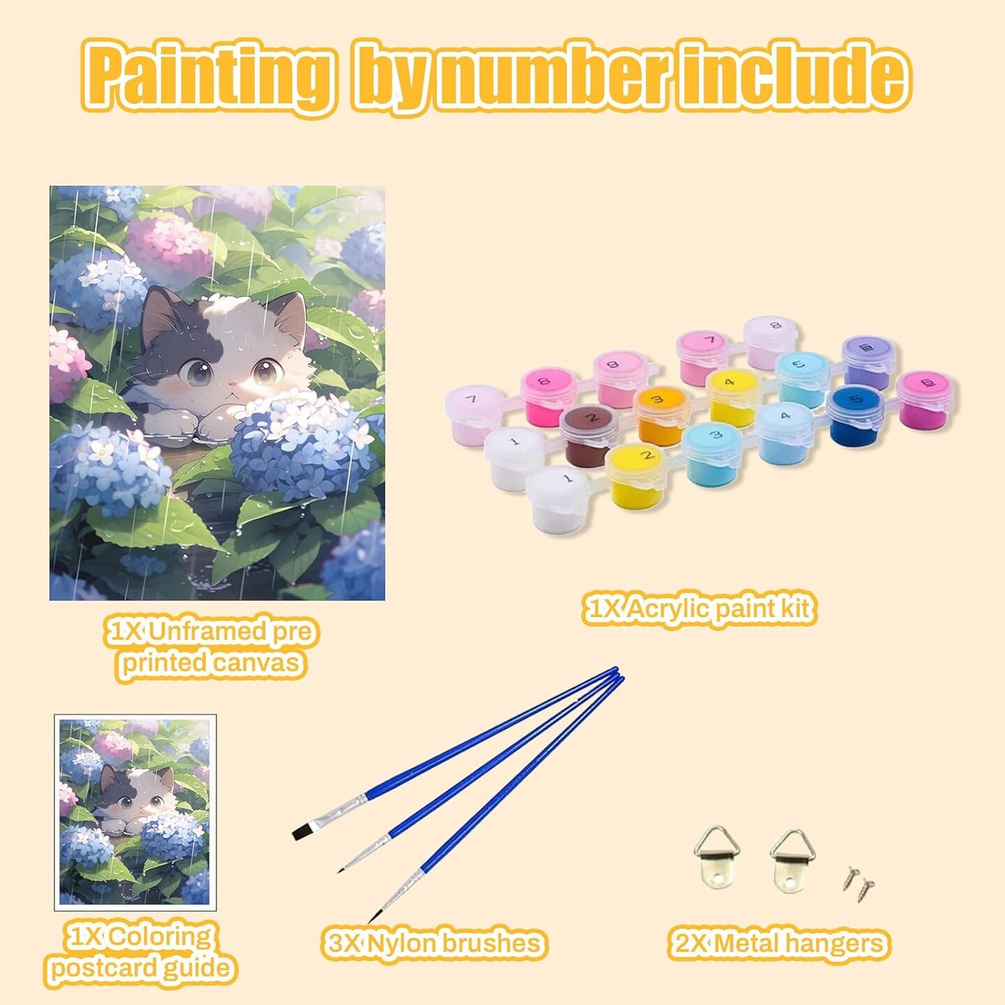 Paint by Numbers Kit for Adults Cat- Adult Paint by Number Kits on Canvas Cat, Cat Number Painting for Home Decoration Gifts16x20 Inch