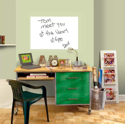 DRYTAC WallPops 24&#x22; White Peel &#x26; Stick Static Cling Dry Erase Message Board Decal