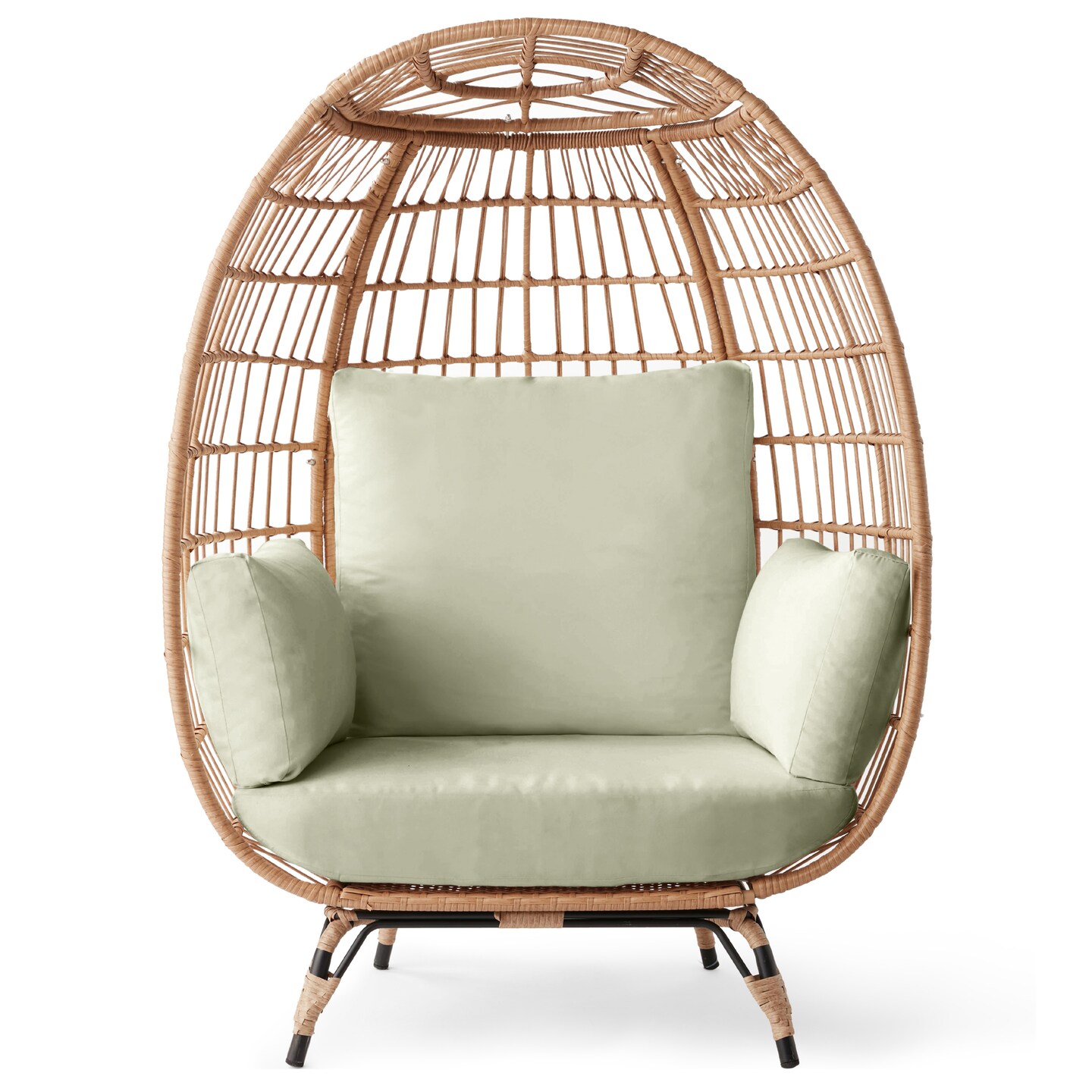 Best Choice Products Wicker Egg Chair Oversized Indoor Outdoor Patio Lounger w/ Steel Frame, 440lb Capacity