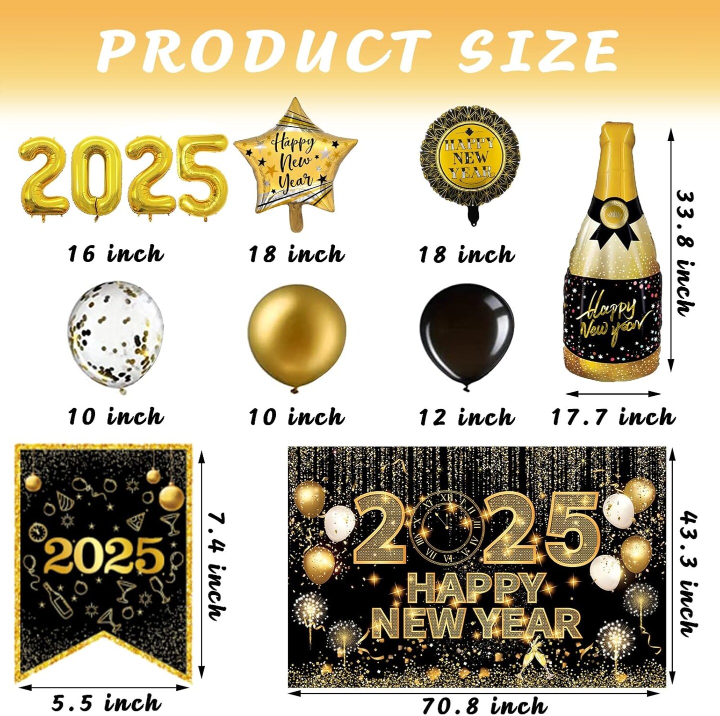 New Years Eve Party Supplies 2024 with happy New Year Banner,Backdrop,Balloons,for New Year Party Decorations