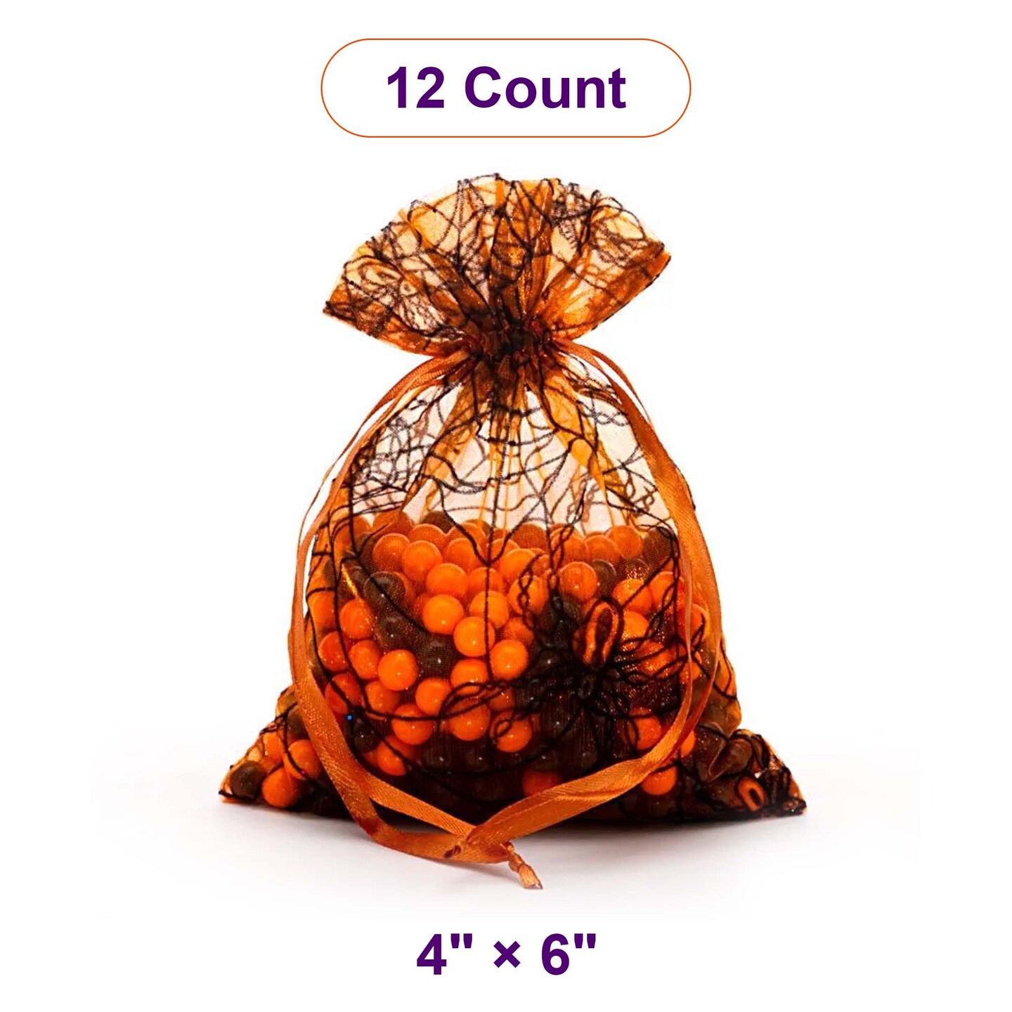 Festive Spider Web Fabric Bags 4&#x201D; x 6&#x201D; for Parties