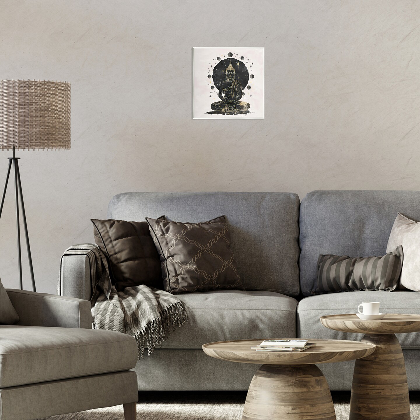 Stupell Industries Gilded Sitting Buddha Wall Plaque Art Design by Nina Blue