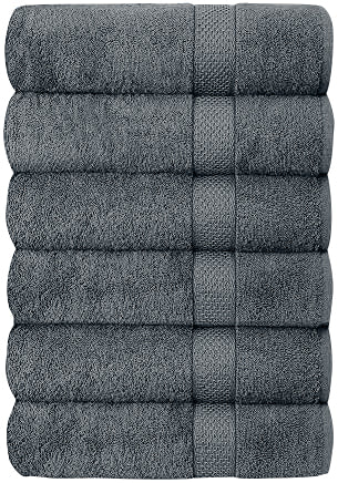 Set of 6 Hotel &#x26; Spa 100% Cotton Bath Towels 27x52 inch