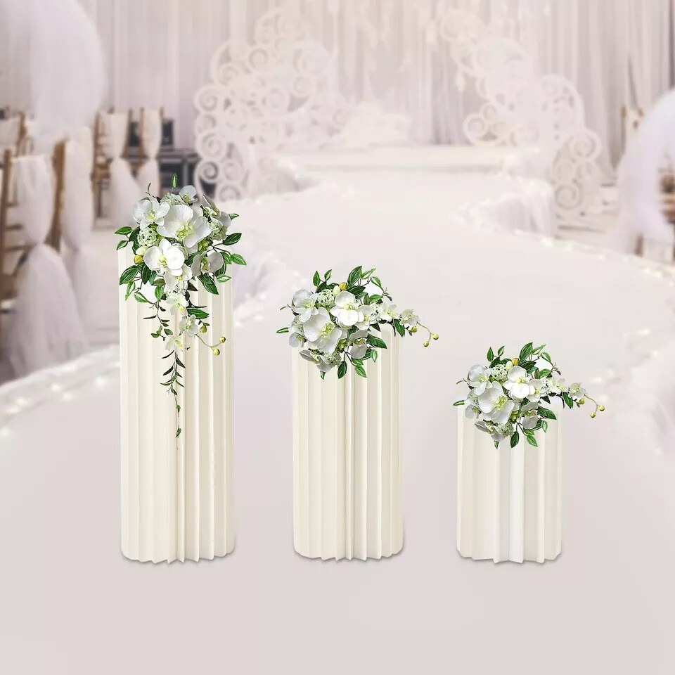 Foldable Centerpieces Cardboard Vase 3pcs Cylinder Flower Vase Stand Centerpiece