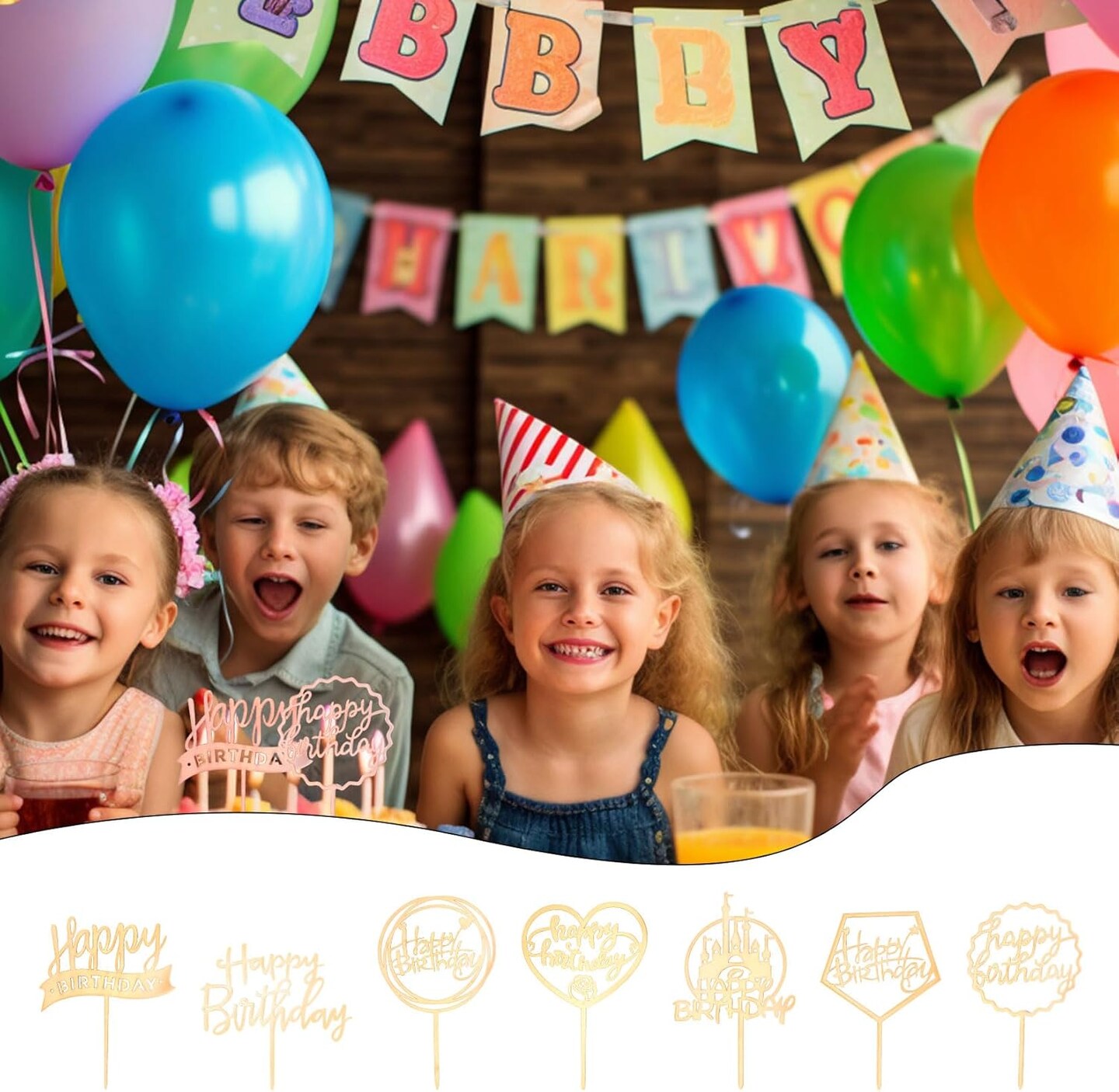 28 Pcs Happy Birthday Cake Toppers, Acrylic Cake Toppers/Cupcake Toppers