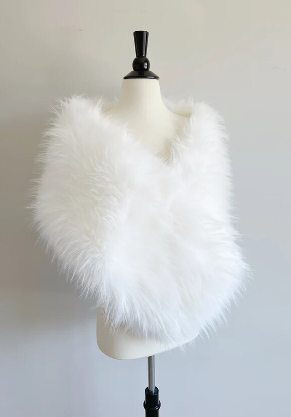 wandmee FLOWER FUR STOLE ホワイト wandmee FLOWER FUR STOLE ホワイト