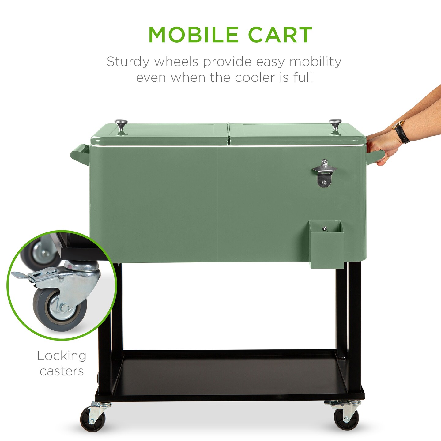 Best Choice Products 80qt Steel Rolling Cooler Cart w/ Bottle Opener, Catch Tray, Drain Plug, Locking Wheels