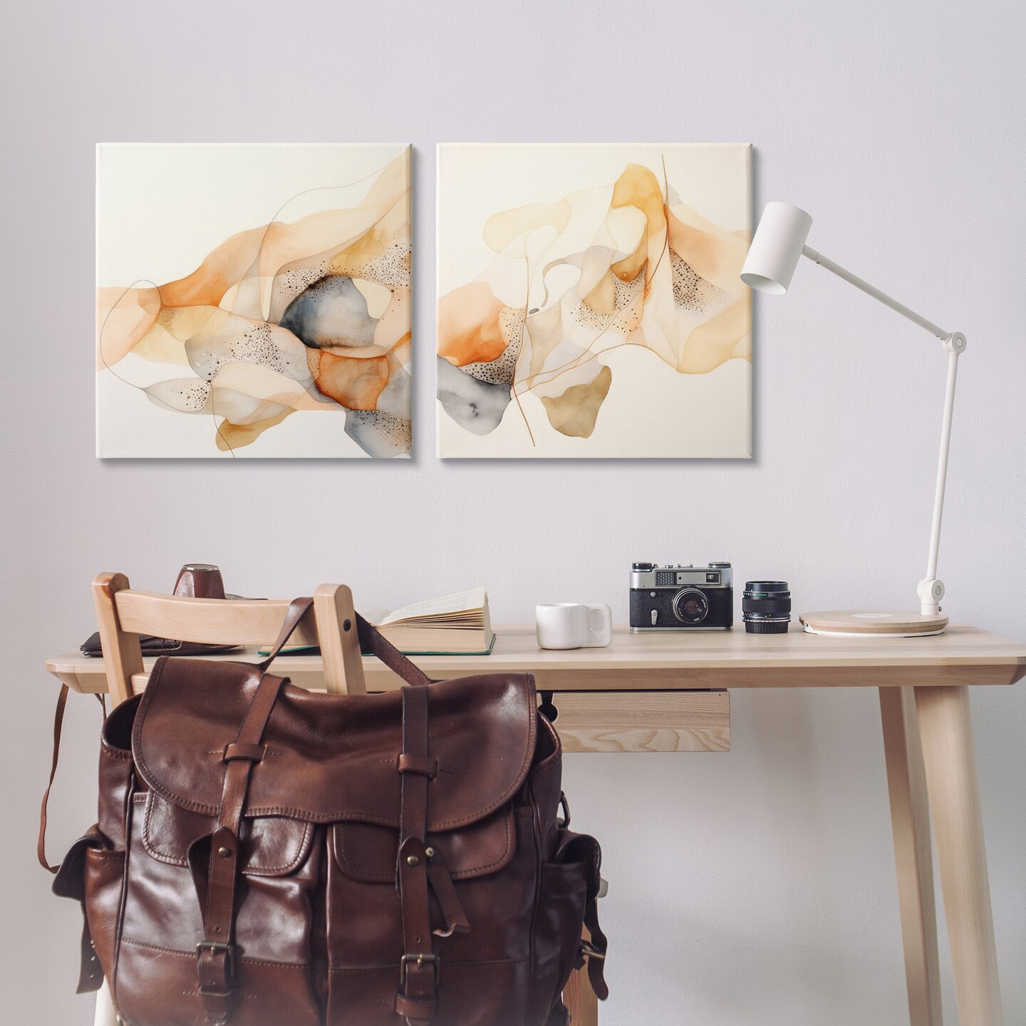 Stupell Industries Abstract Peach Watercolor Shapes 2 pc Canvas Wall Art Set Design by Irena Orlov