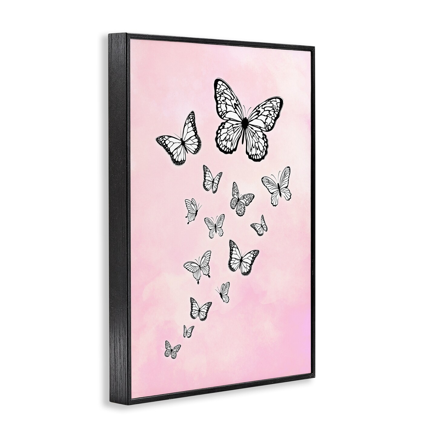 Stupell Industries Pink Fluttering Butterflies Framed Giclee Wall Art Design by Martina Pavlova