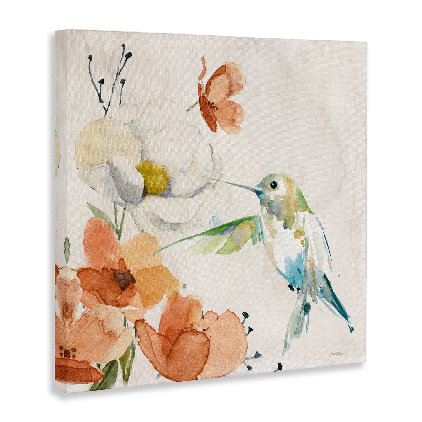 Stupell Industries Cottage Flowers & Bird Canvas Wall Art Design by Carol Robinson
