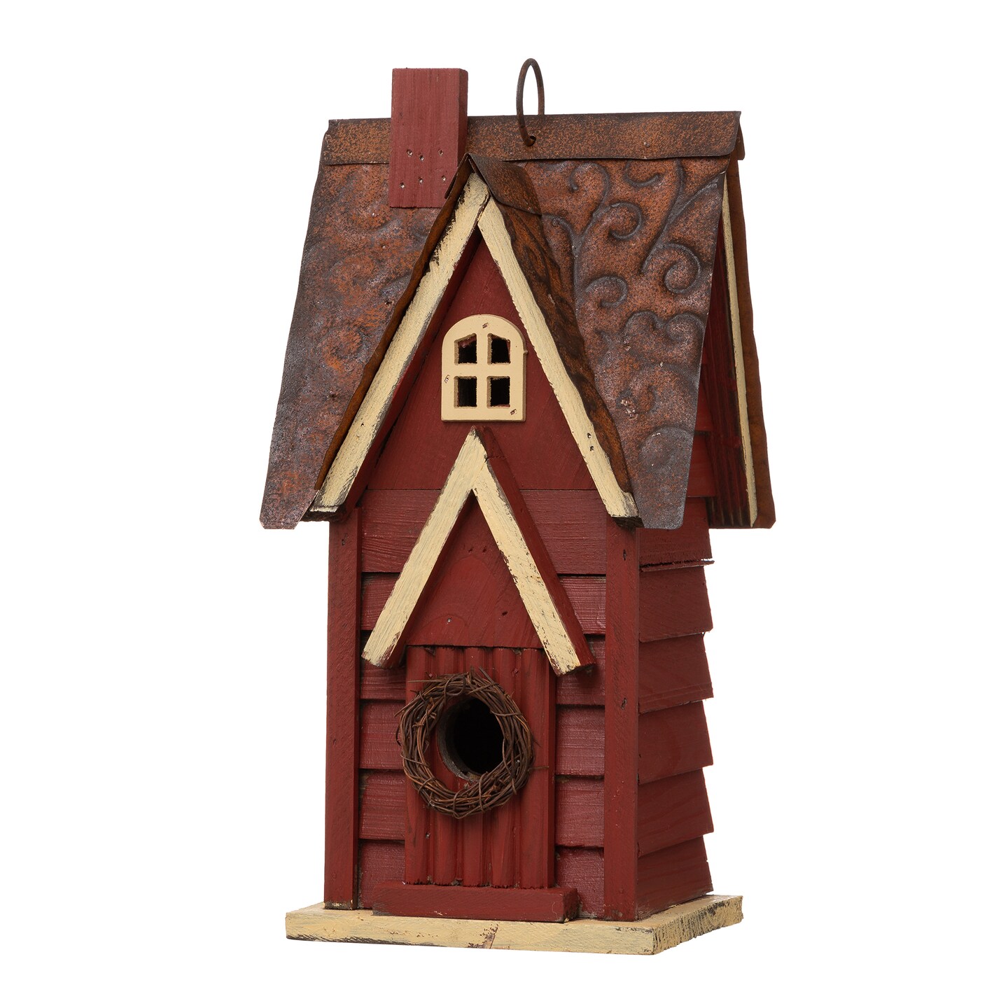 Set of 2 12"H Green Distressed Solid Wood Villa Decorative Outdoor Garden Birdhouse