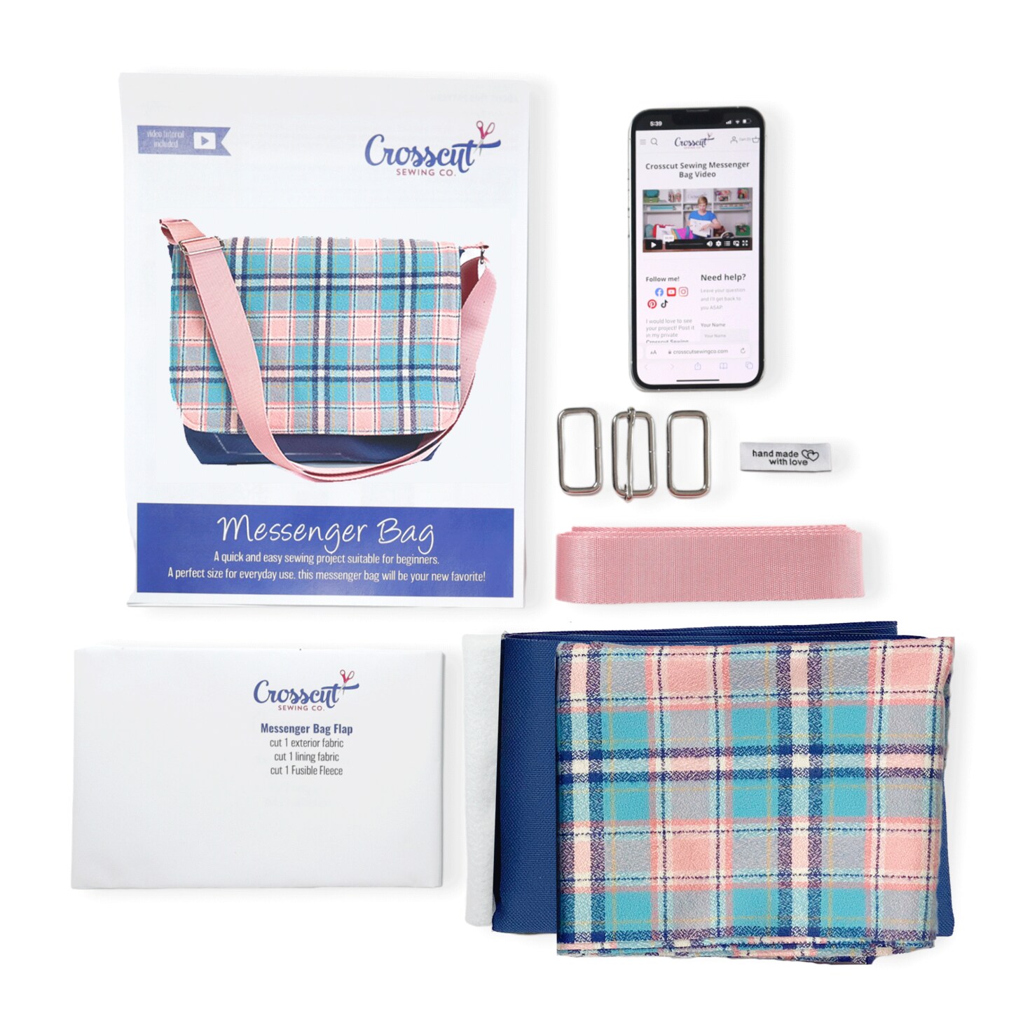 Crosscut Sewing Co.&#xAE; Messenger Bag Sewing Project Kit for Beginners