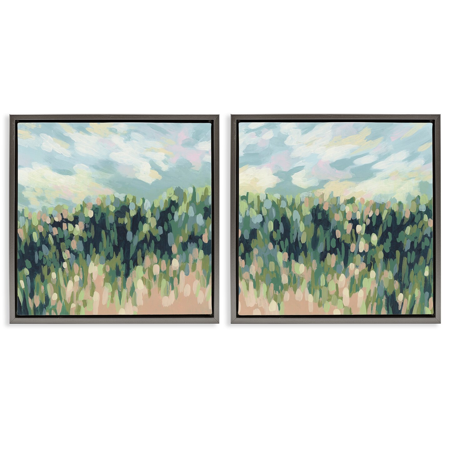Stupell Industries Abstract Tall Wheat Grass Field 2 pc Framed Floater Canvas Wall Art Set Design by June Erica Vess