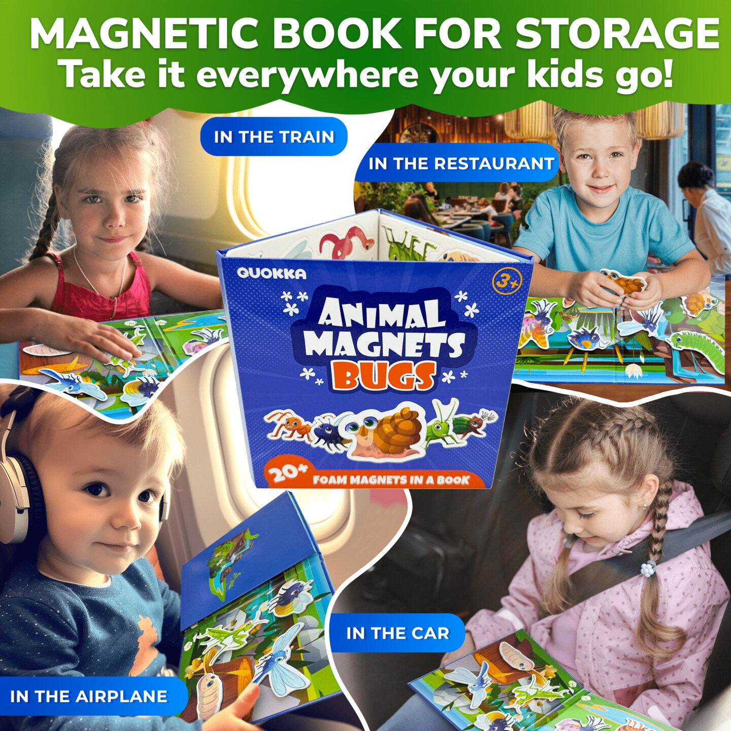 Travel Magnetic Book 20+Pcs for Kids | Bugs