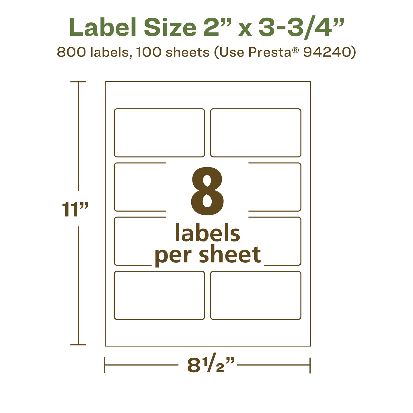 Avery Recycled Matte White Labels,  2&#x22; x 3-3/4&#x22; Rectangle