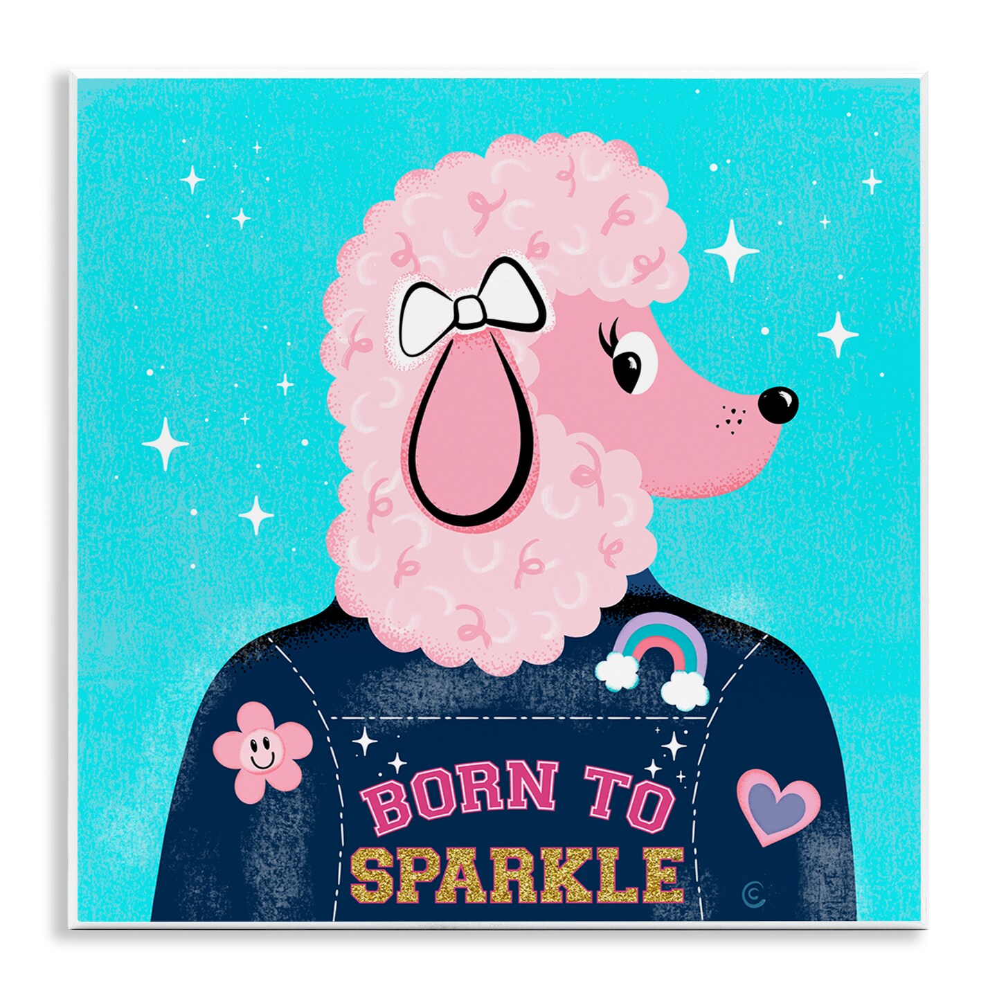 Stupell Industries Born To Sparkle Poodle Wall Plaque Art Design by Carrie Cantwell