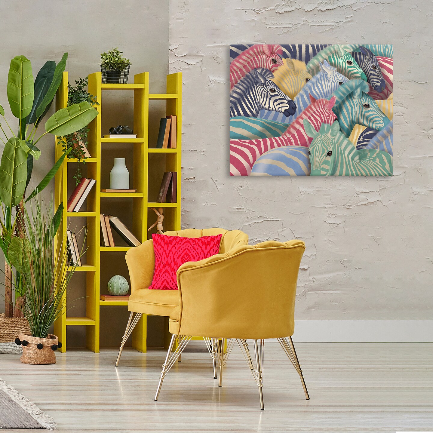 Stupell Industries Modern Hued Zebras Canvas Wall Art Design by Fab Funky
