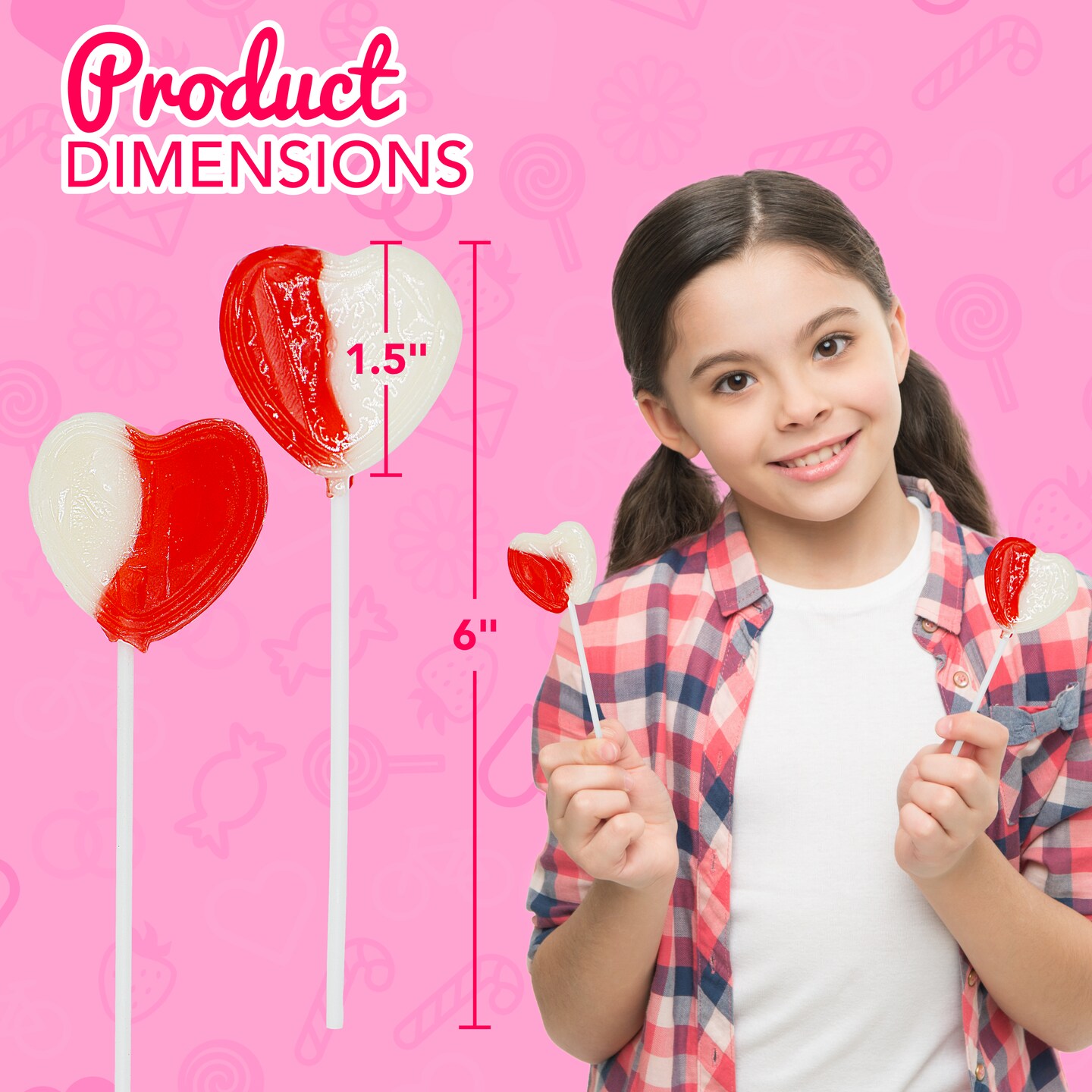 4E's Novelty 38 Pack Heart Shaped Lollipops – Strawberry N Cream Flavored, Individually Wrapped Valentine's Day Candy, Valentine Candy Hearts for Kids