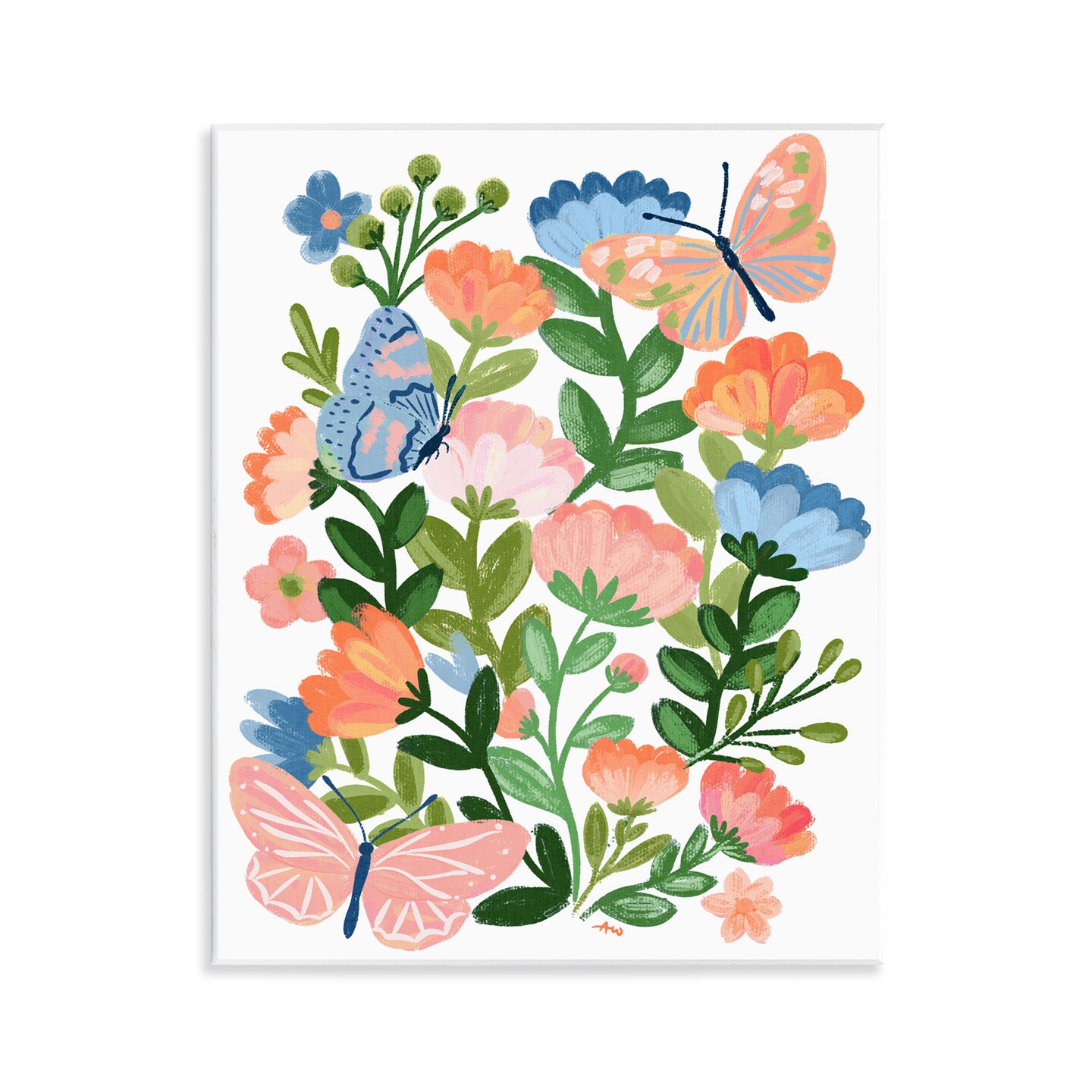 Stupell Industries Butterfly Garden Pink & Blue Wall Plaque Art Design ...