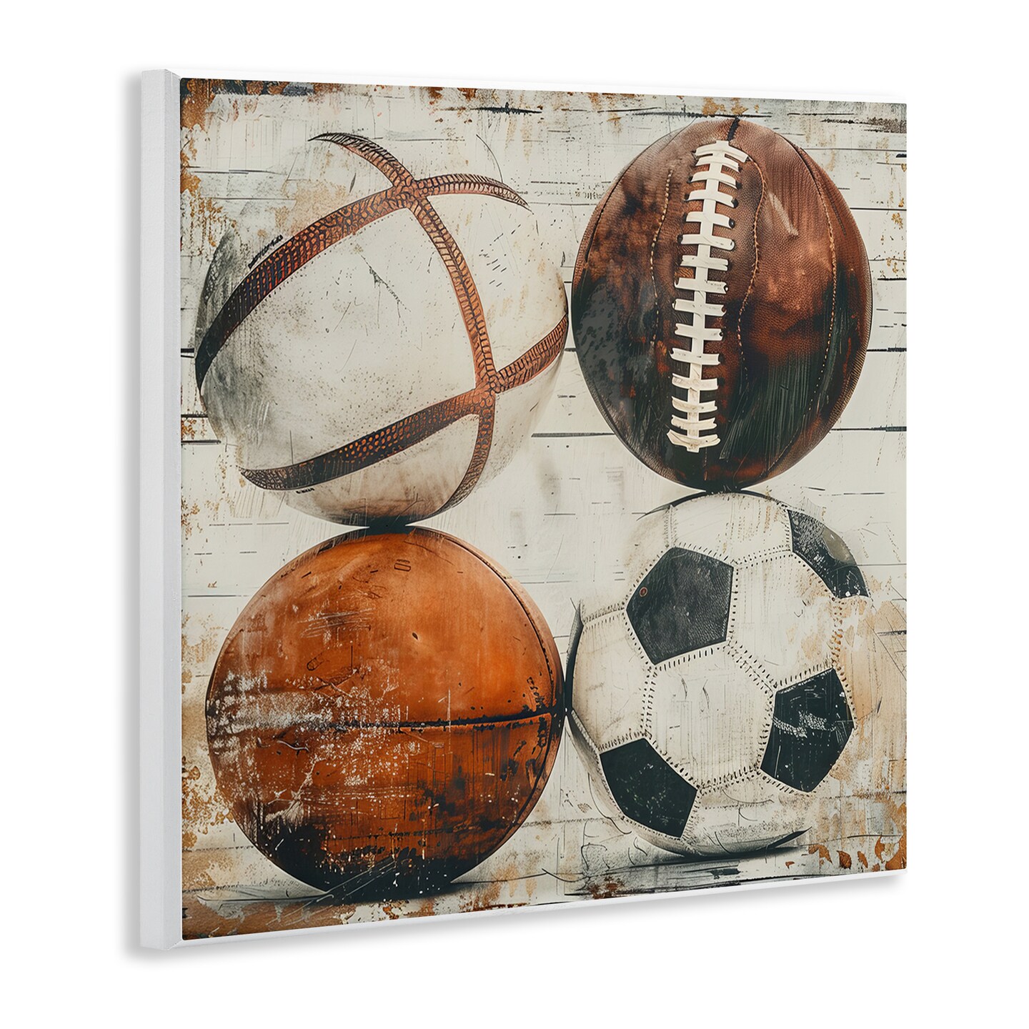 Stupell Industries Rustic Sports Balls Wall Plaque Art Design by Lazar Studio