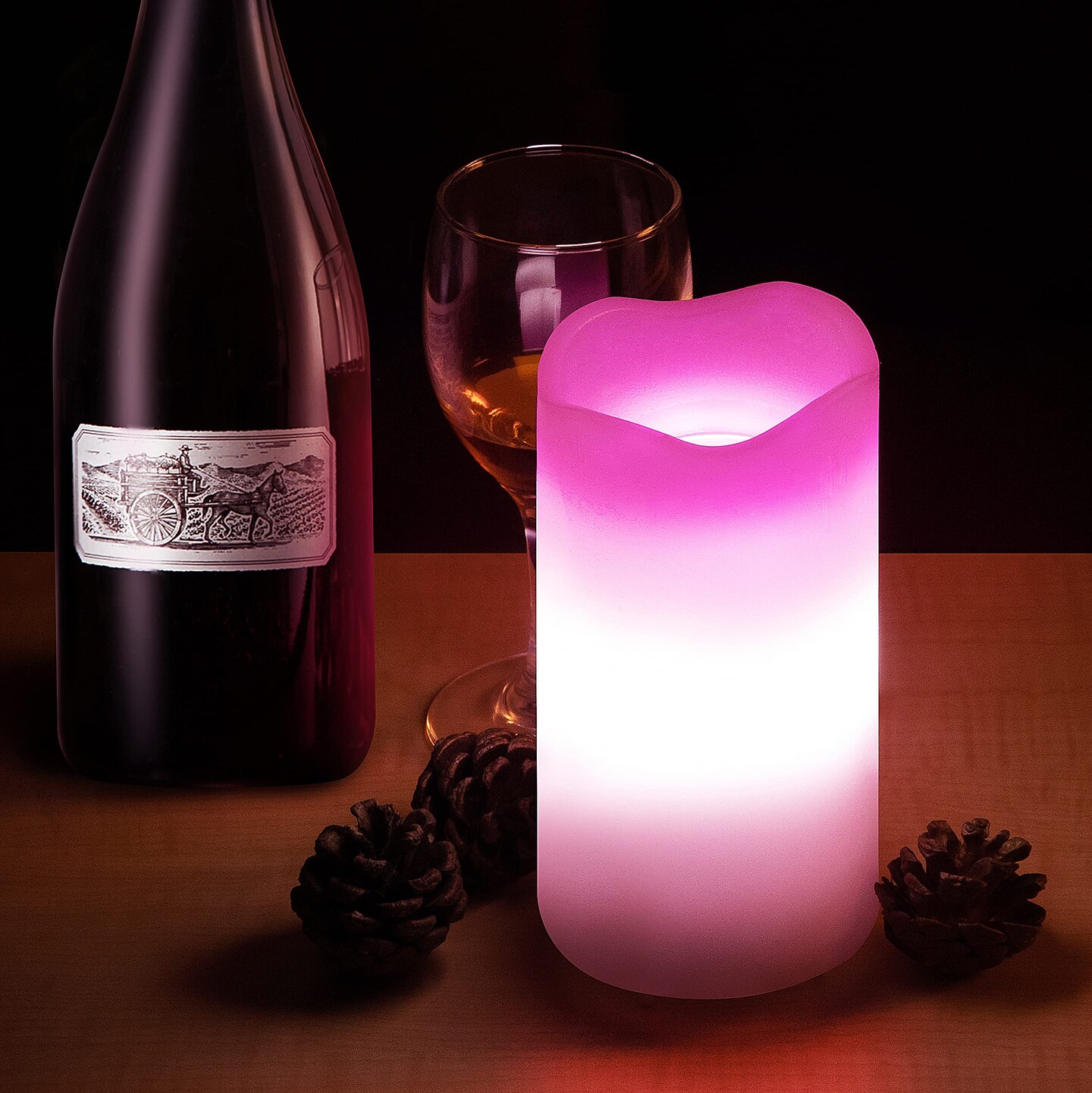 XingsLight Valentines Day Flameless Candles Romantic Pink Heart Projector Lights Battery Operated Night Light with Remote and Timer, LED Candle Home Decorations