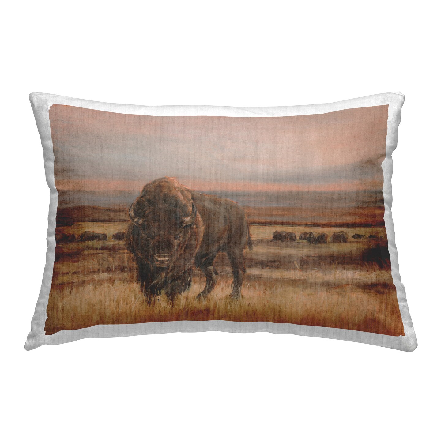 Southwestern Bison Landscape Design by Ethan Harper Throw Pillow
