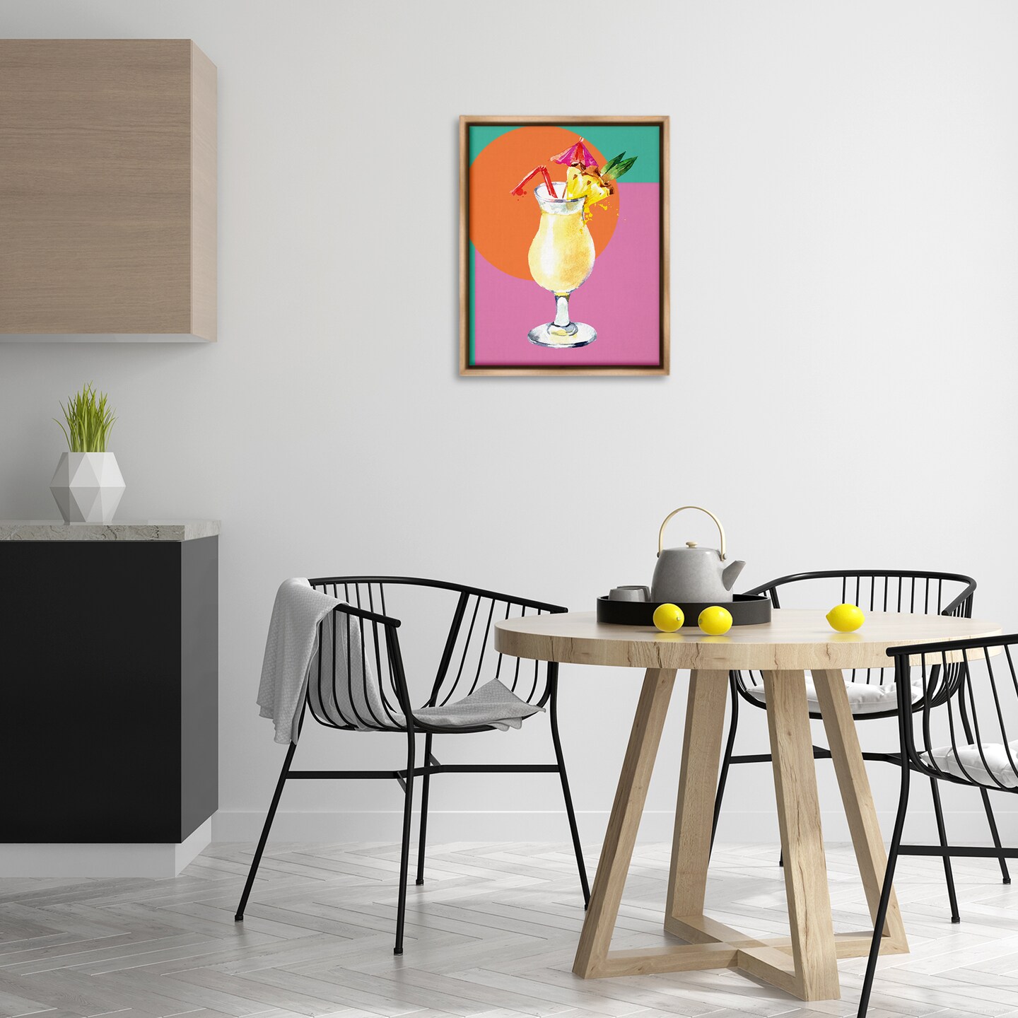 Stupell Industries Modern Tropical Cocktail Framed Floater Canvas Wall Art Design by Susan Jill