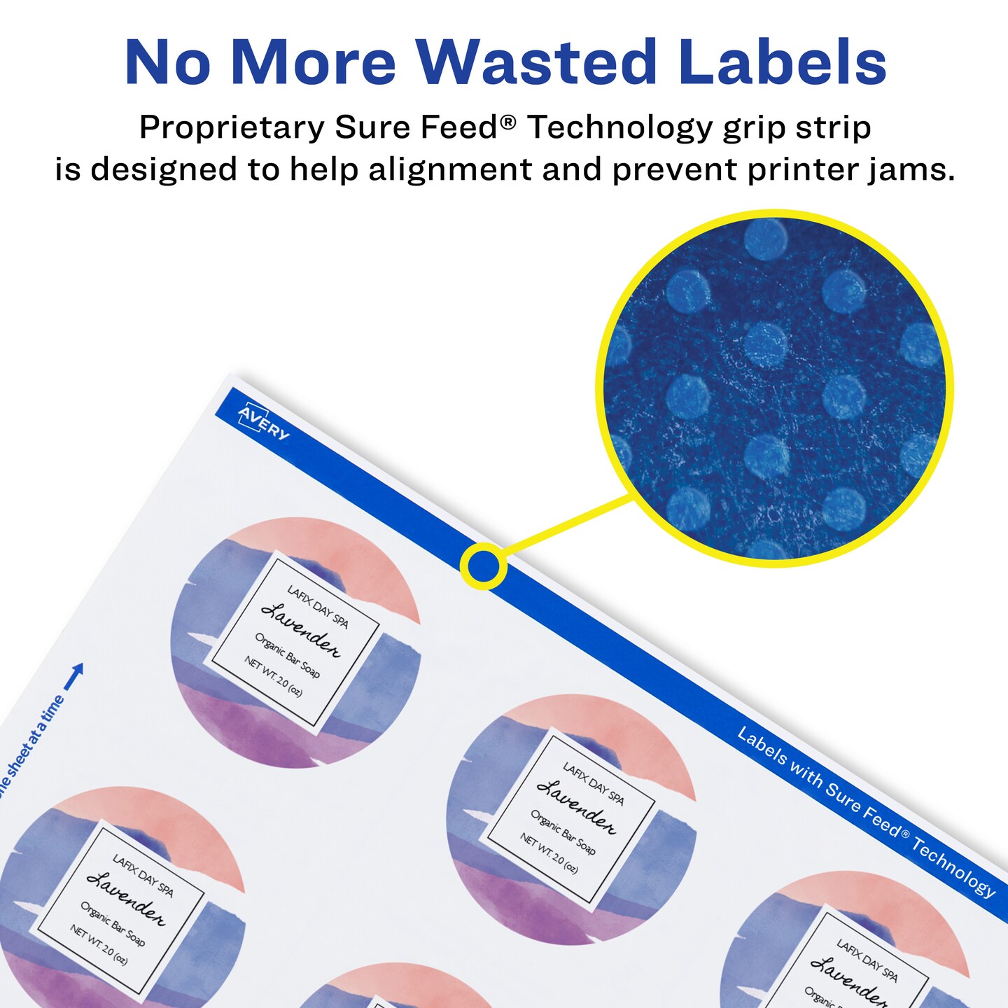 Avery Glossy White Round Labels with Sure Feed, 2.25&#x22; Diameter