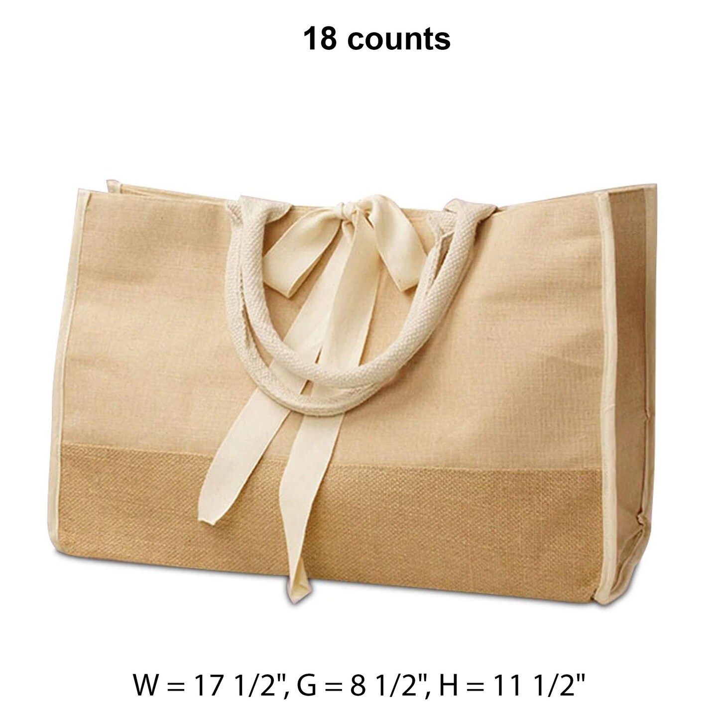 Jute Blend Tote Bag 17.5&#x22; x 8.5&#x22; x 11.5&#x22; Spacious and Durable
