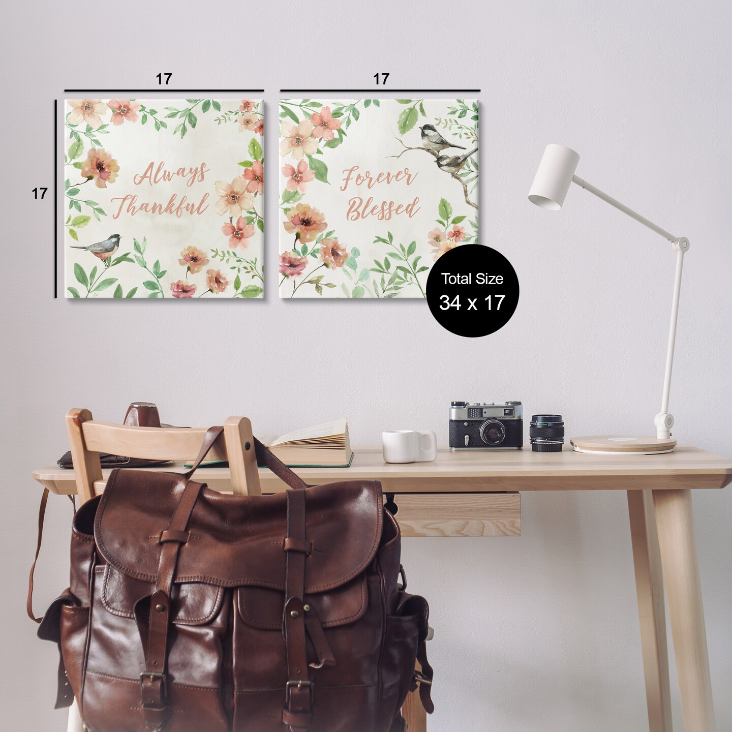 Stupell Industries Always Forever Bird 2 pc Canvas Wall Art Set Design by Nan