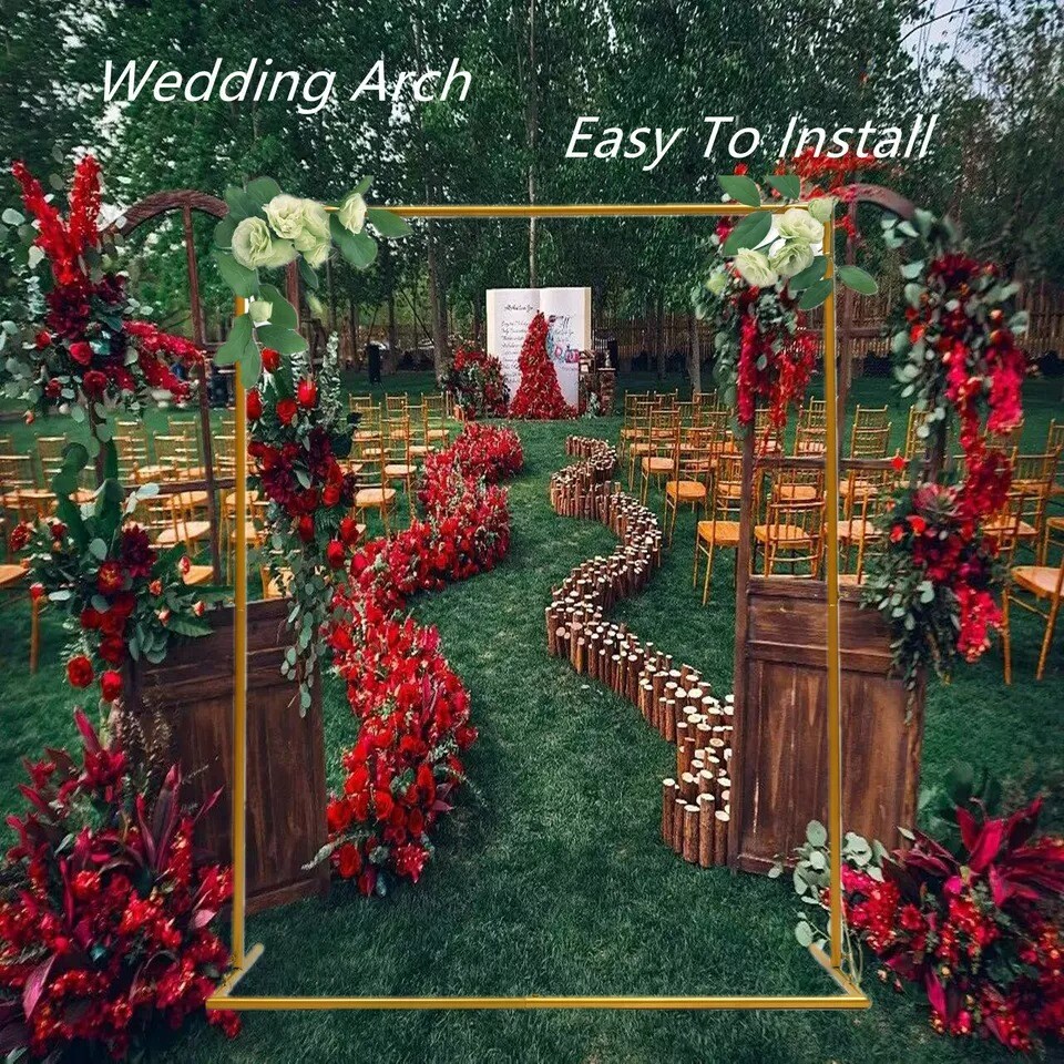 Wedding Arch Stand Gold Garden Arch Outdoor Backdrop Decor Rack 120*35*150cm
