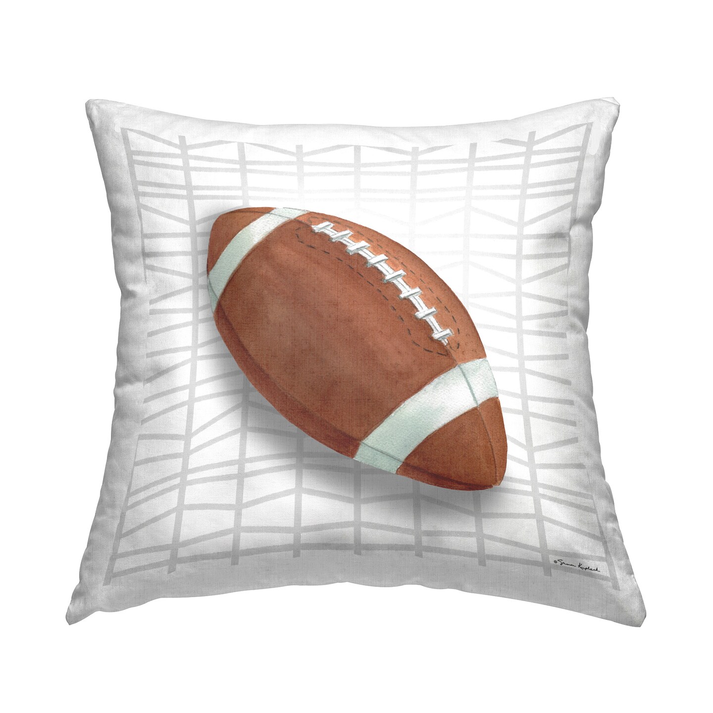 Football on Geometric Design by Sharon Kuplack Throw Pillow 