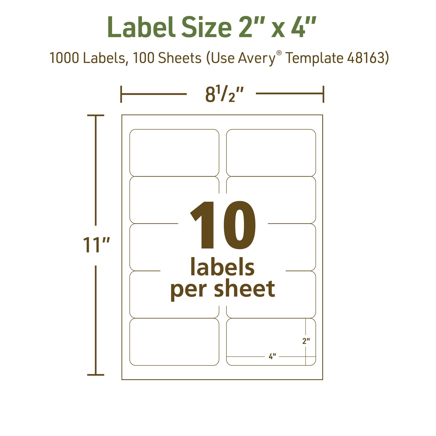 Avery EcoFriendly Recycled Shipping Labels, 2" x 4", White, Permanent Adhesive, Laser & Inkjet Printers, 1,000 Total (48163)