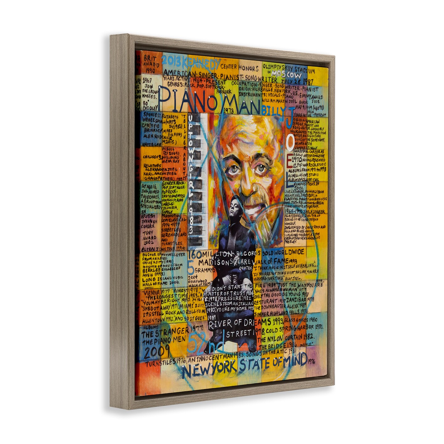Stupell Industries Billy Joel Collage Framed Floater Canvas Wall Art Design by Sabin