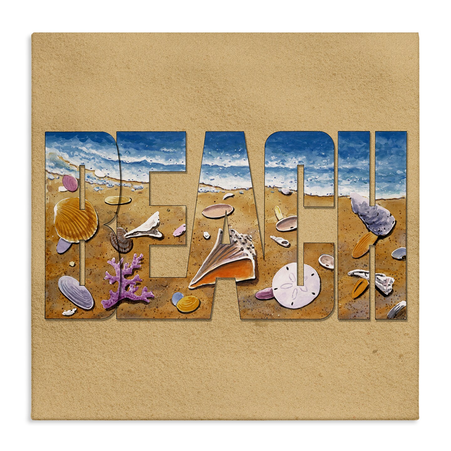 Stupell Industries Beach Letters Outline Canvas Wall Art Design by Art Brands Holdings, LLC.