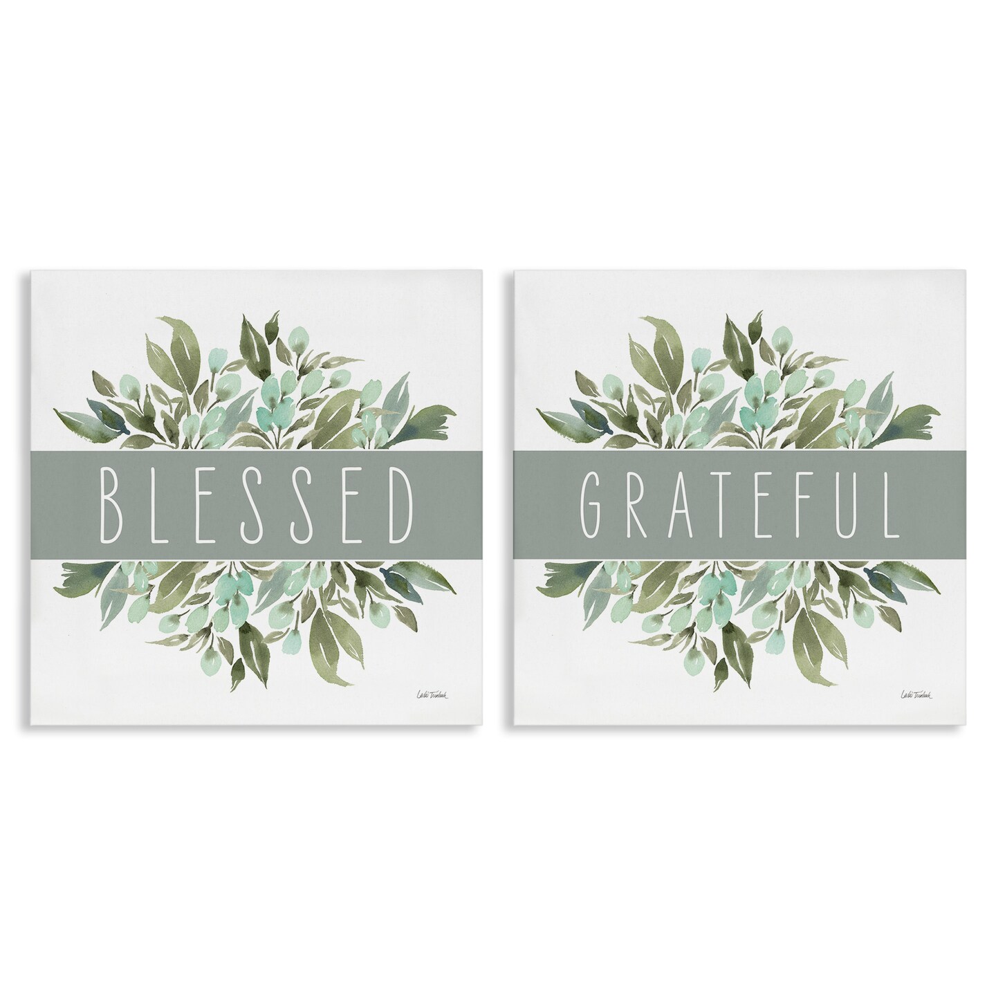 Stupell Industries Blessed Grateful Sentiment 2 pc Canvas Wall Art Set Design by Leslie Trimbach