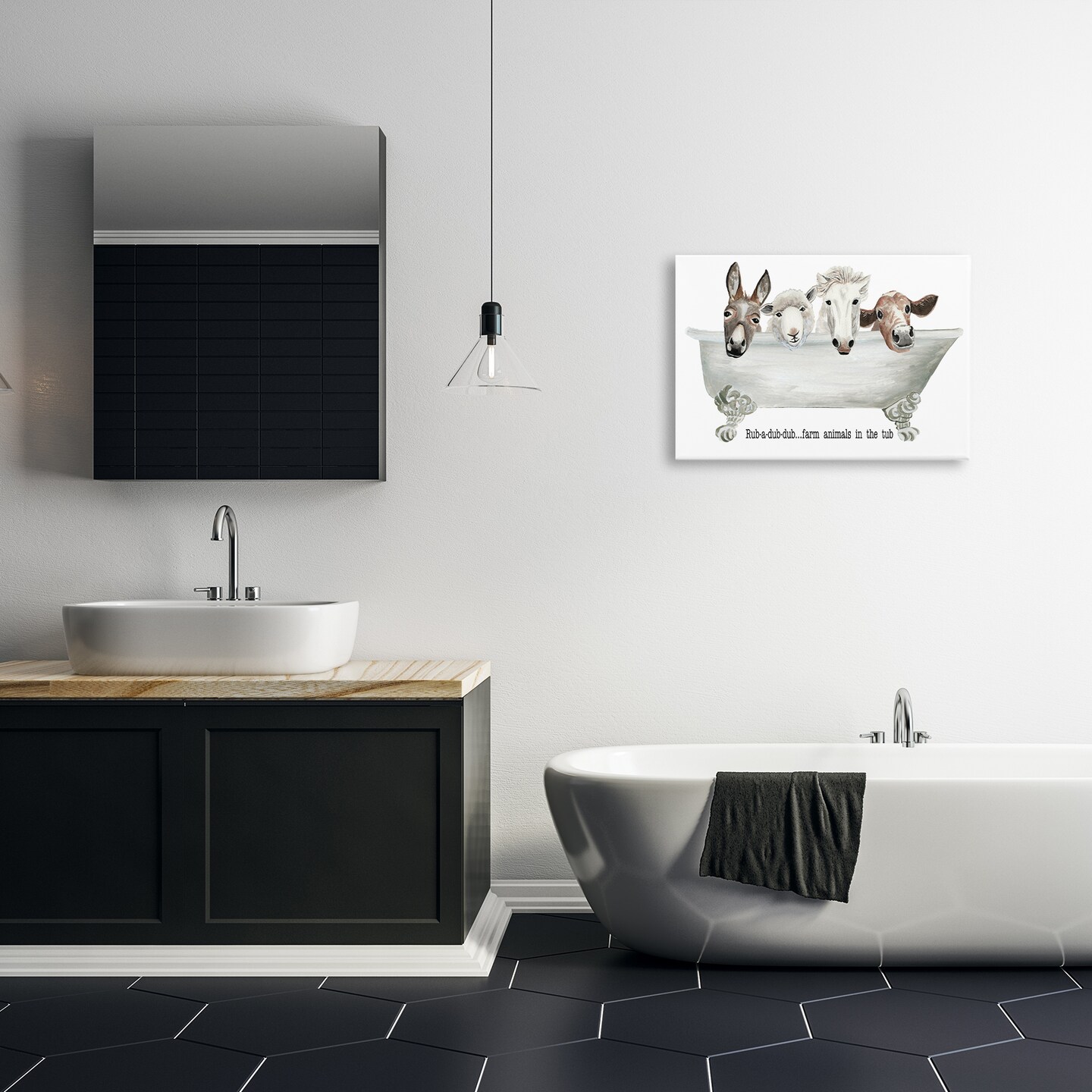 Stupell Industries Farm Animals Tub Canvas Wall Art Design by Cat Thurman Designs